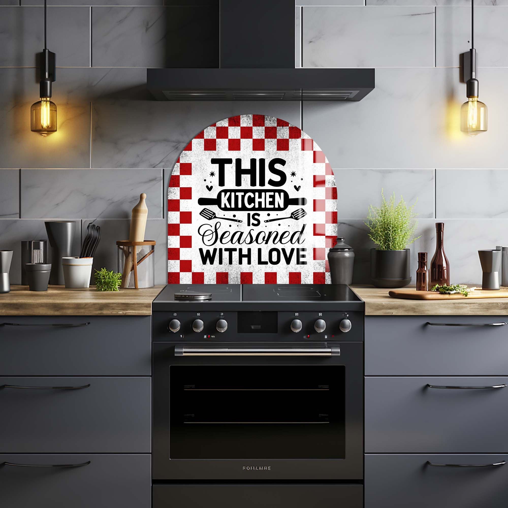 Artronauts Glass Print Rustic Seasoned with Love - Glass Splashback