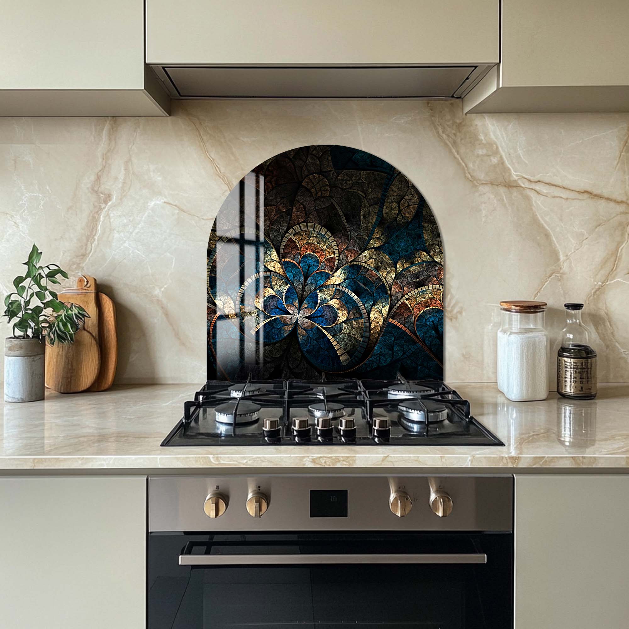 Artronauts Glass Print Stained Blue & Gold - Glass Splashback