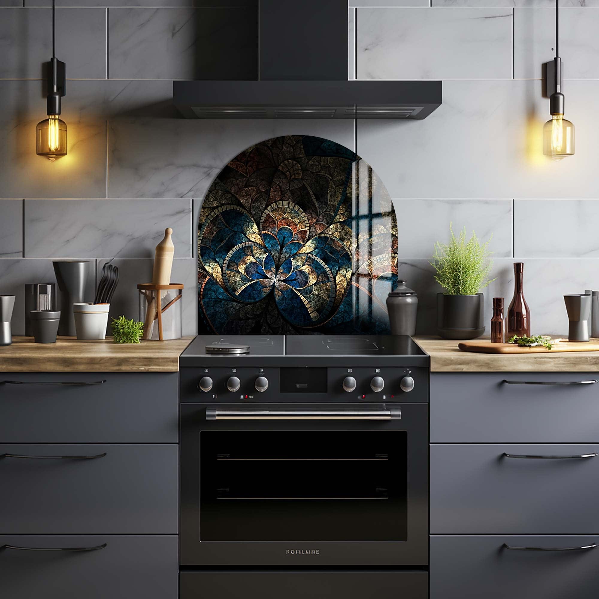 Artronauts Glass Print Stained Blue & Gold - Glass Splashback