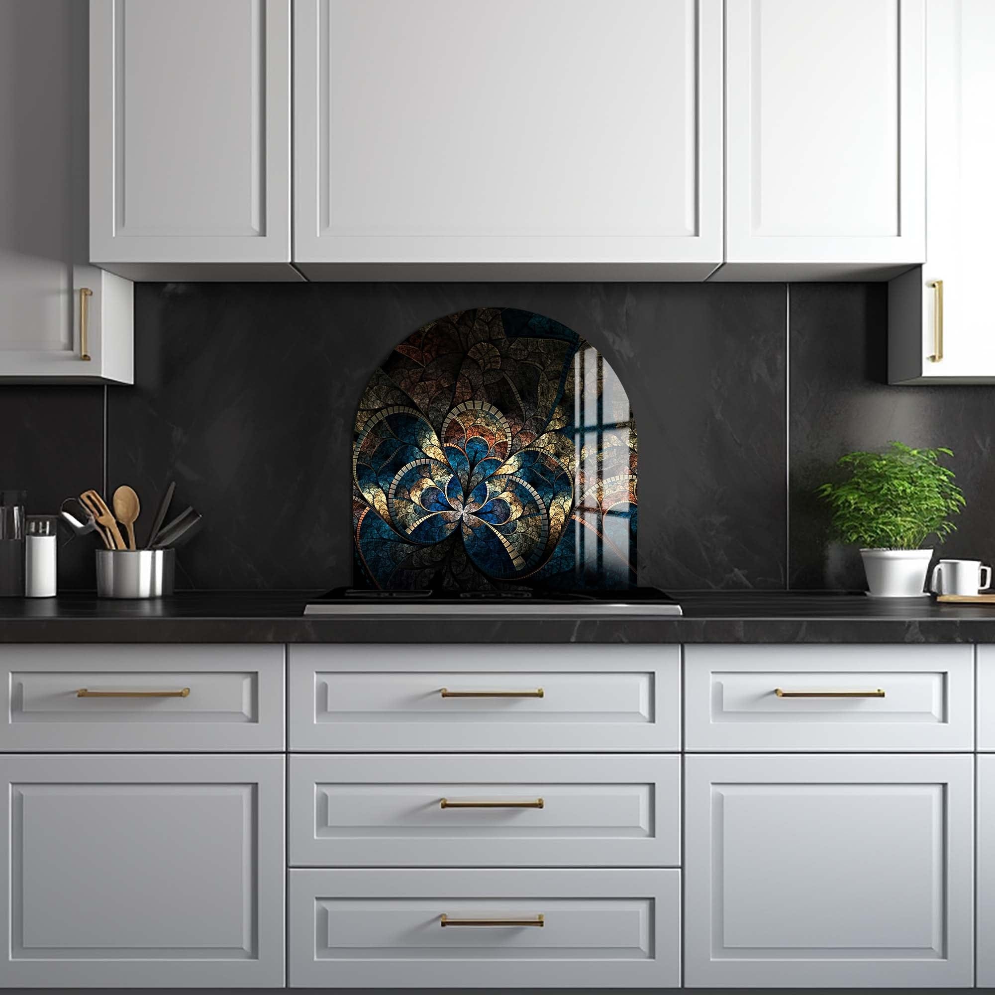 Artronauts Glass Print Stained Blue & Gold - Glass Splashback