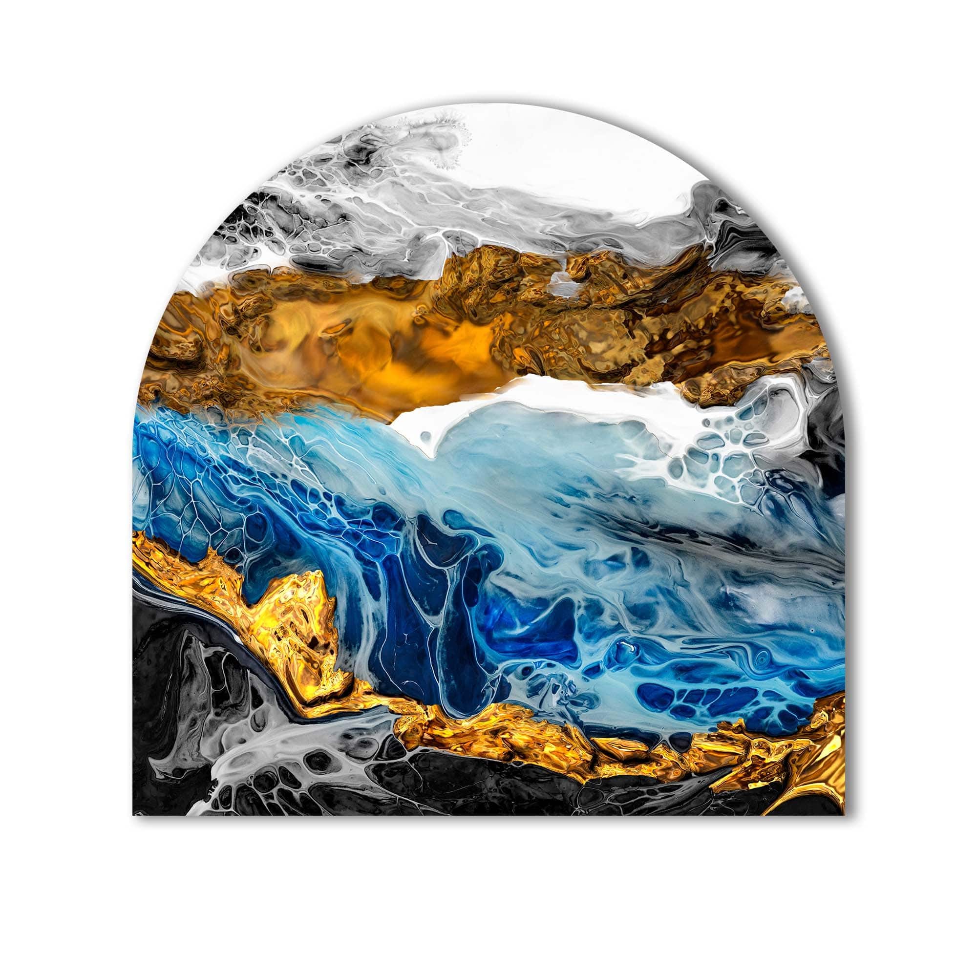 Artronauts Glass Print Gold & Blue Marble - Glass Splashback