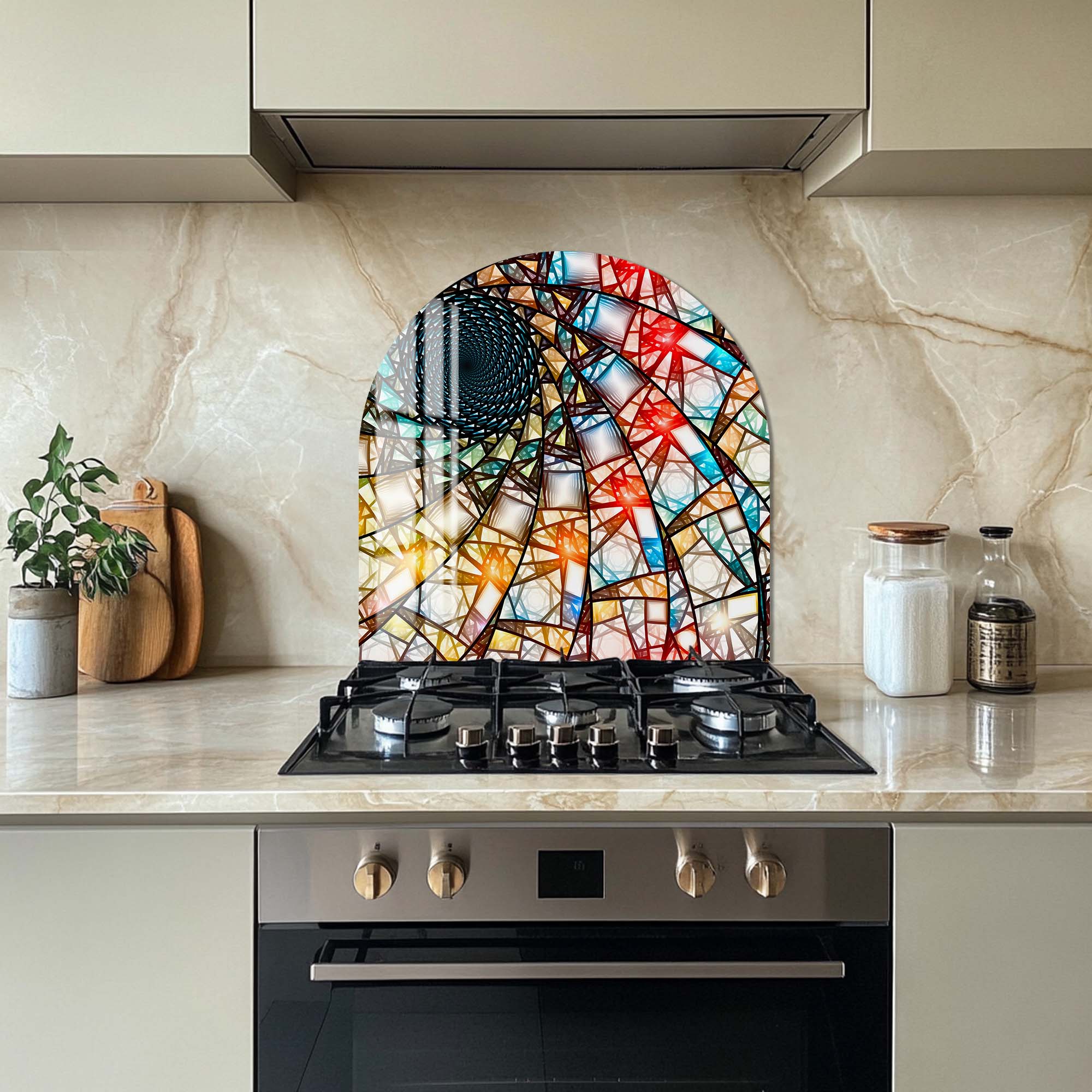 Artronauts Glass Print Spiral Stained - Glass Splashback