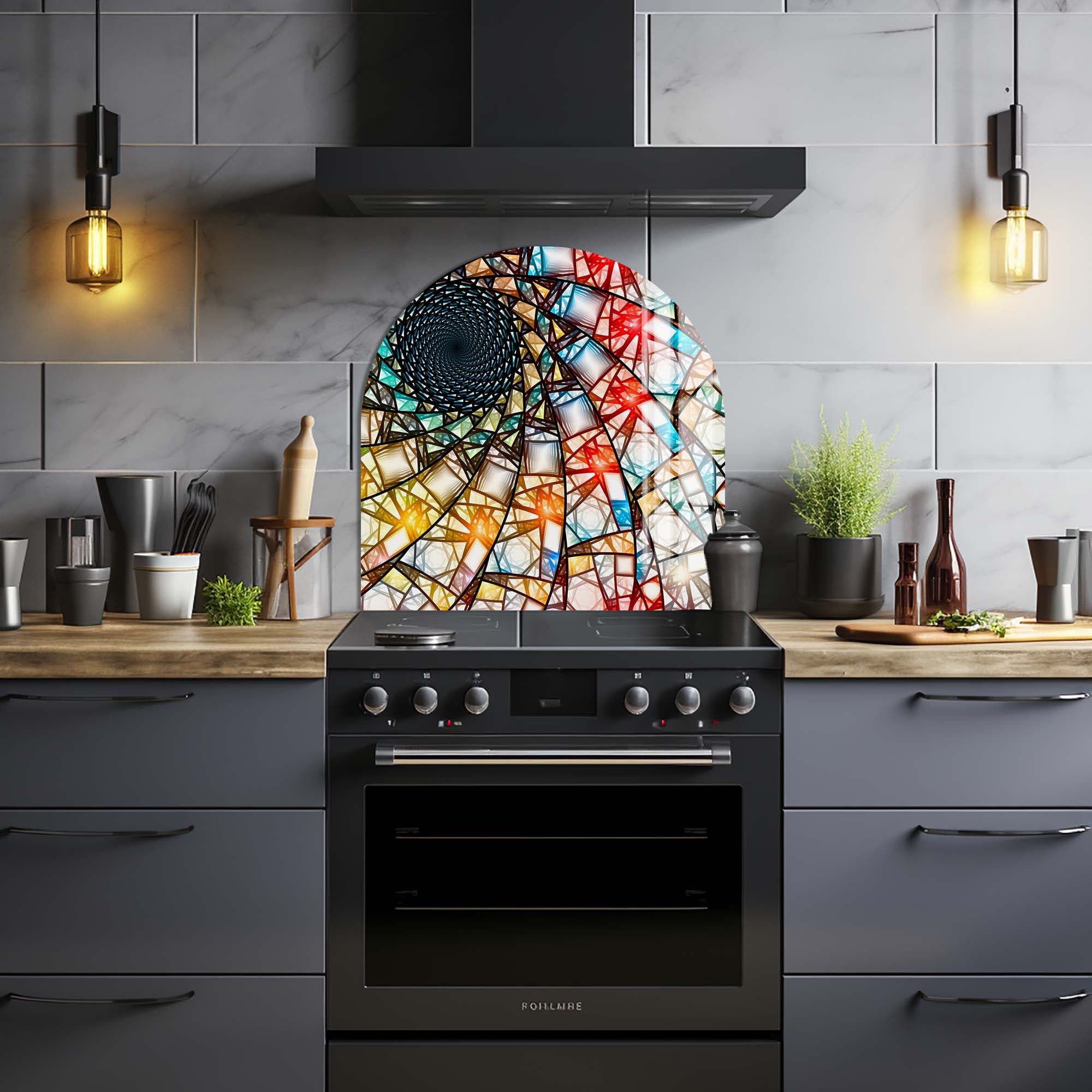 Artronauts Glass Print Spiral Stained - Glass Splashback