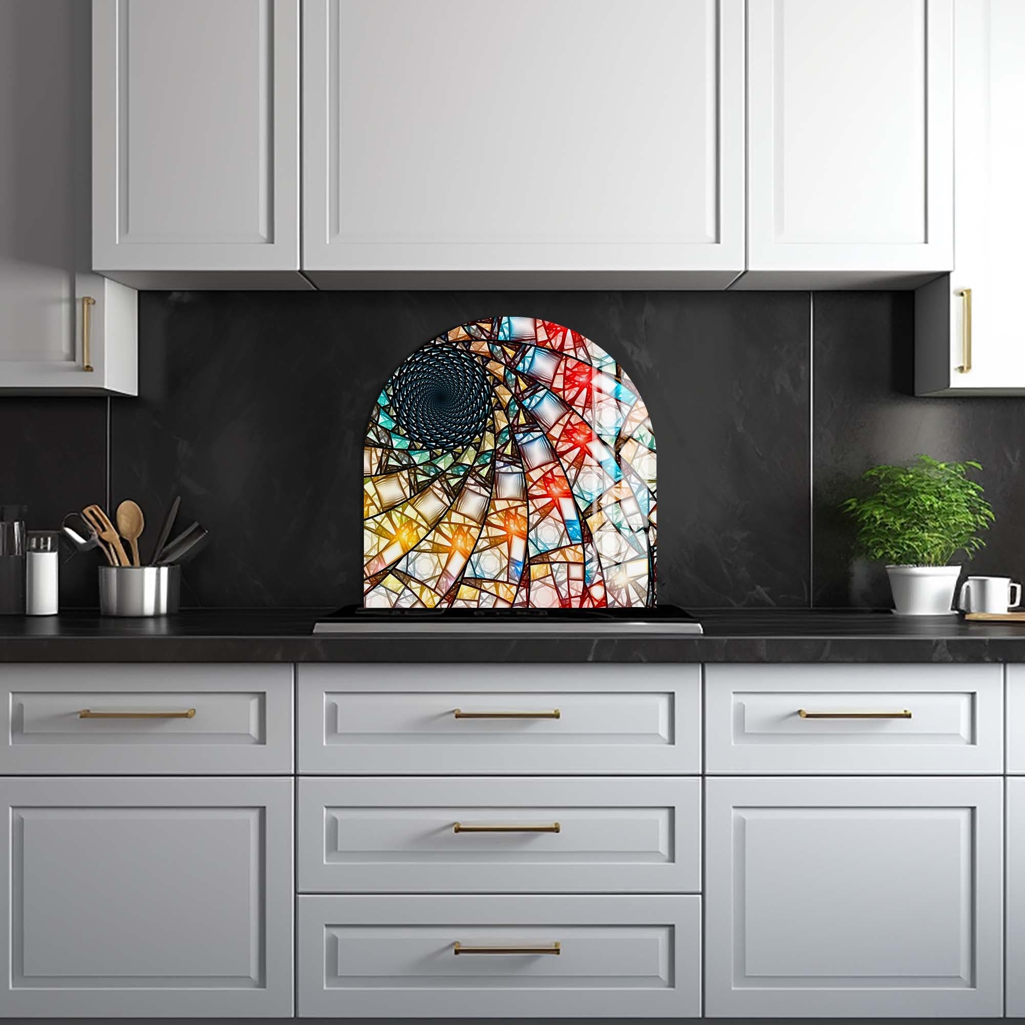 Artronauts Glass Print Spiral Stained - Glass Splashback