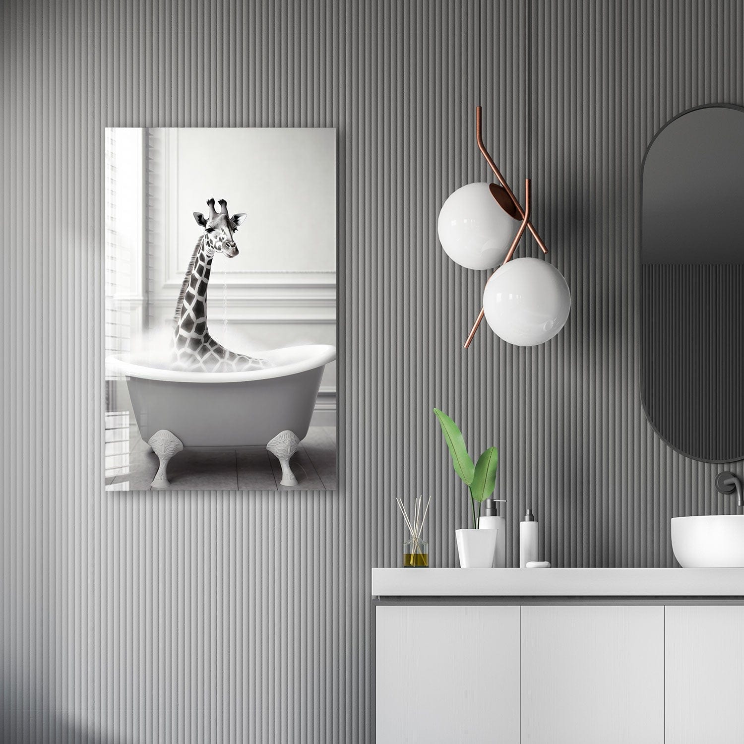 Artronauts Glass Print Bathtub Animal Giraffe