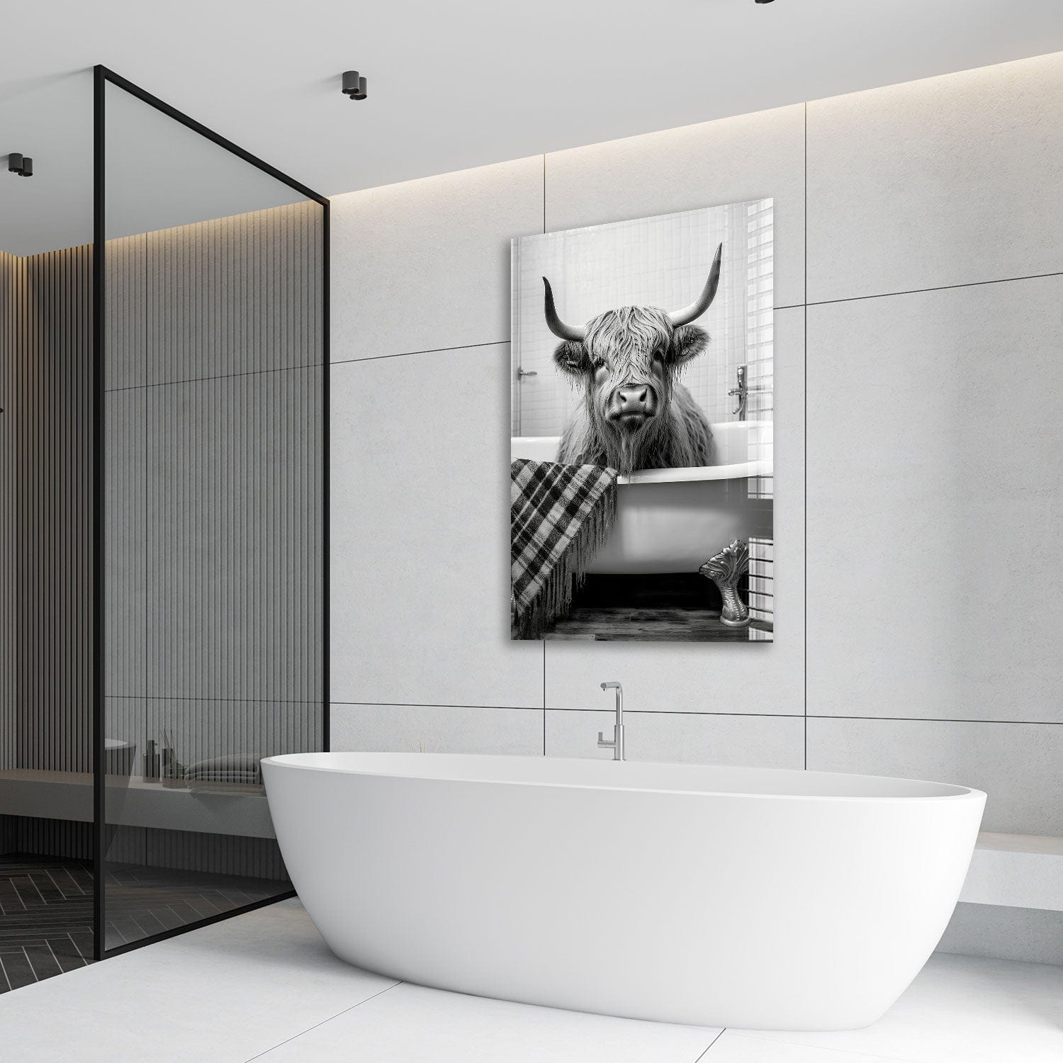 Artronauts Glass Print Bathtub Animal Highland Cow