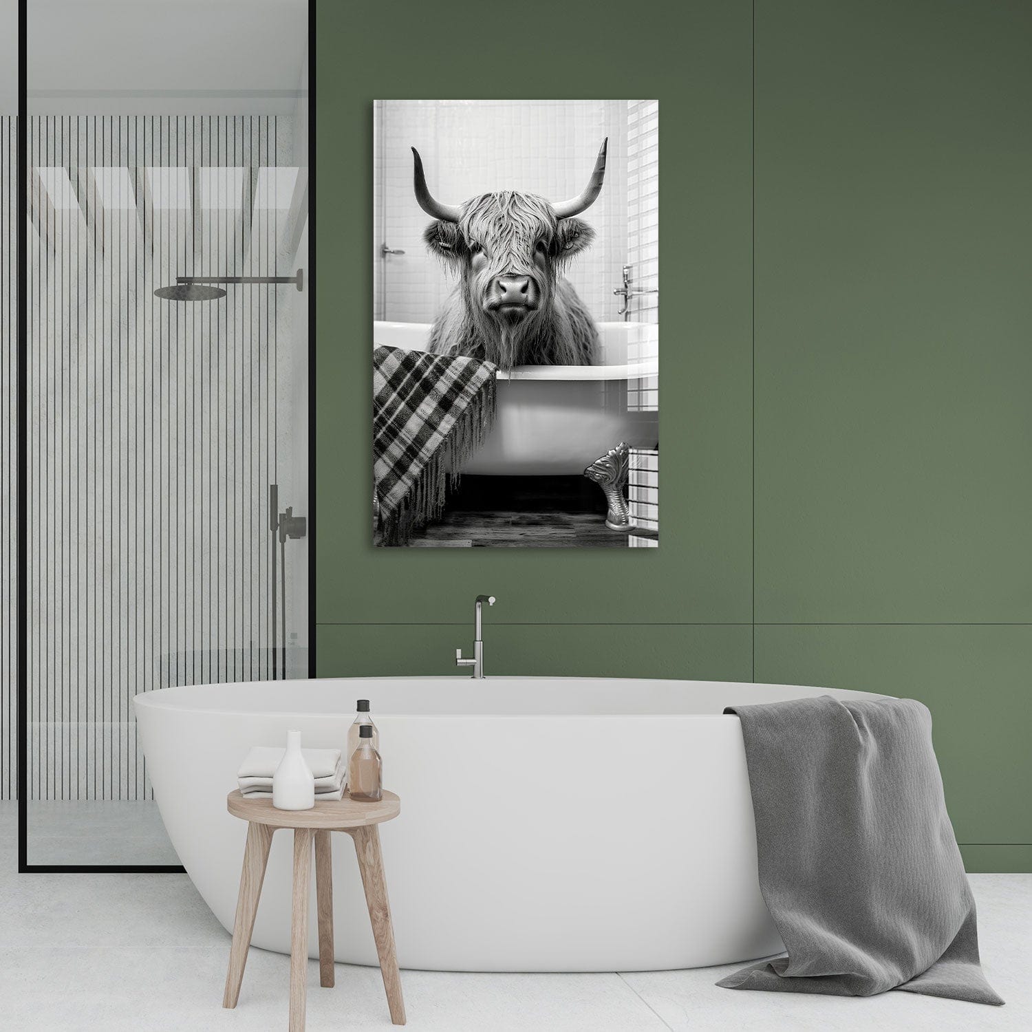 Artronauts Glass Print Bathtub Animal Highland Cow
