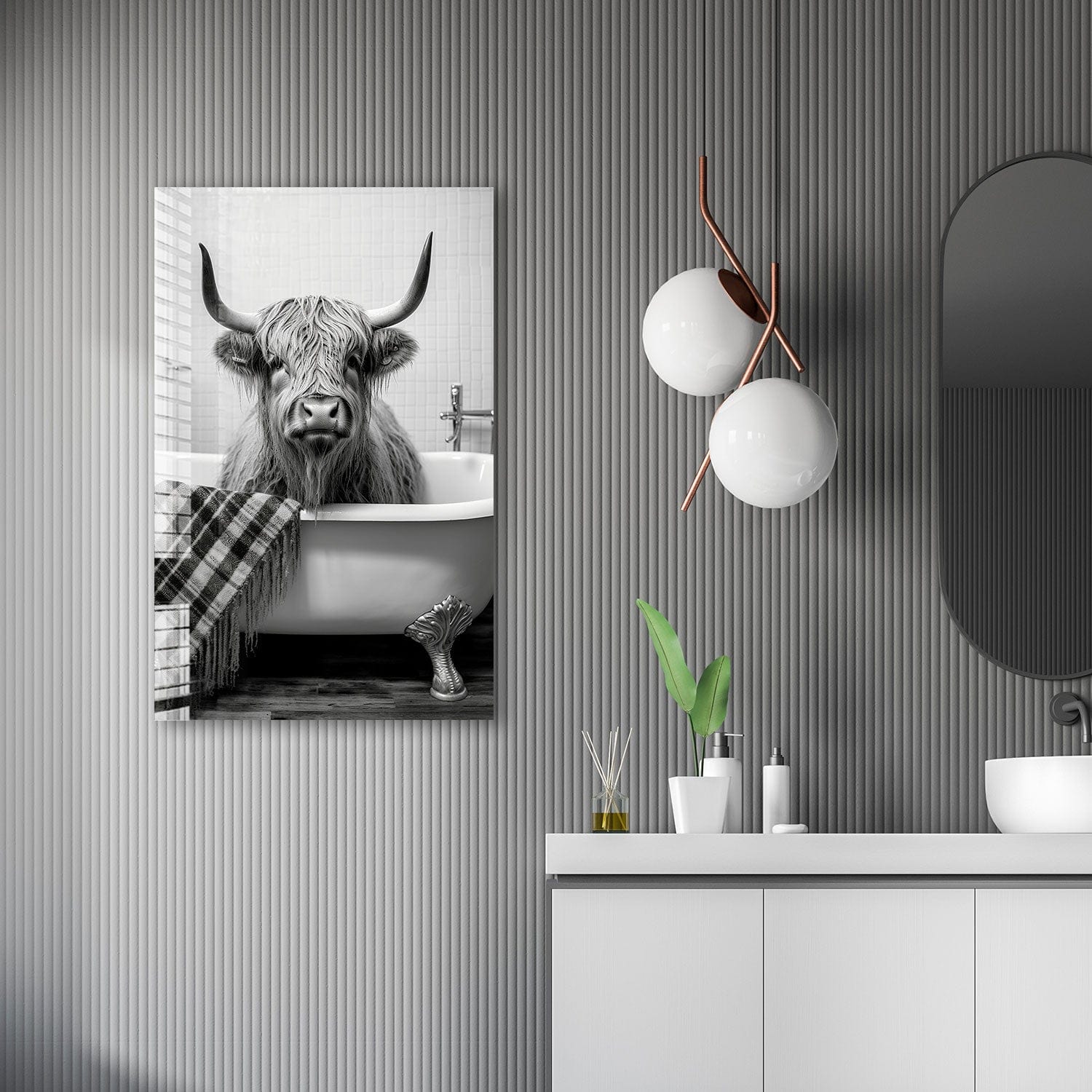 Artronauts Glass Print Bathtub Animal Highland Cow