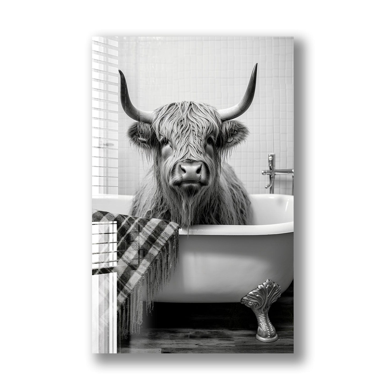 Artronauts Glass Print Bathtub Animal Highland Cow