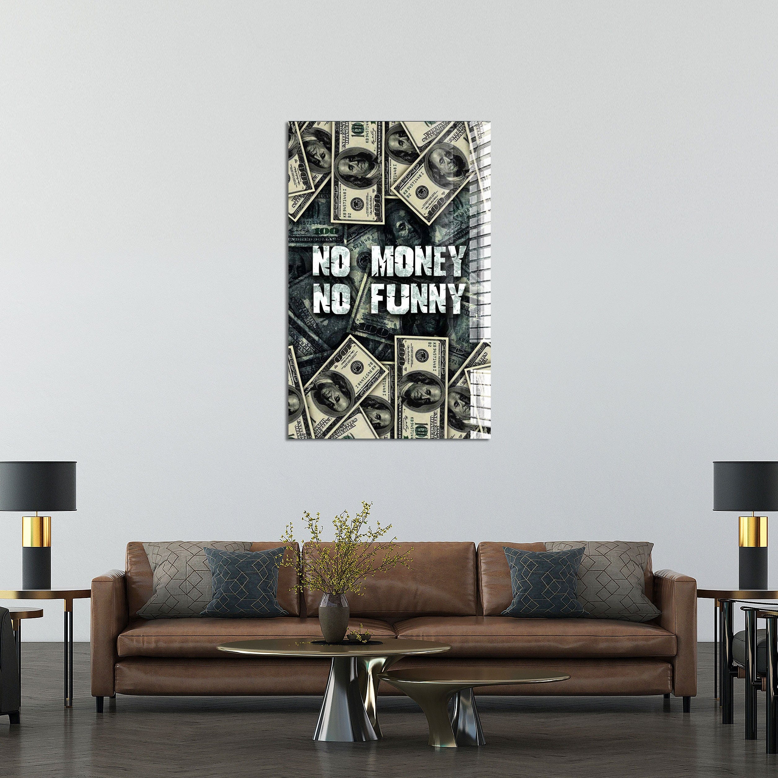 Artronauts Glass Print No Money No Funny