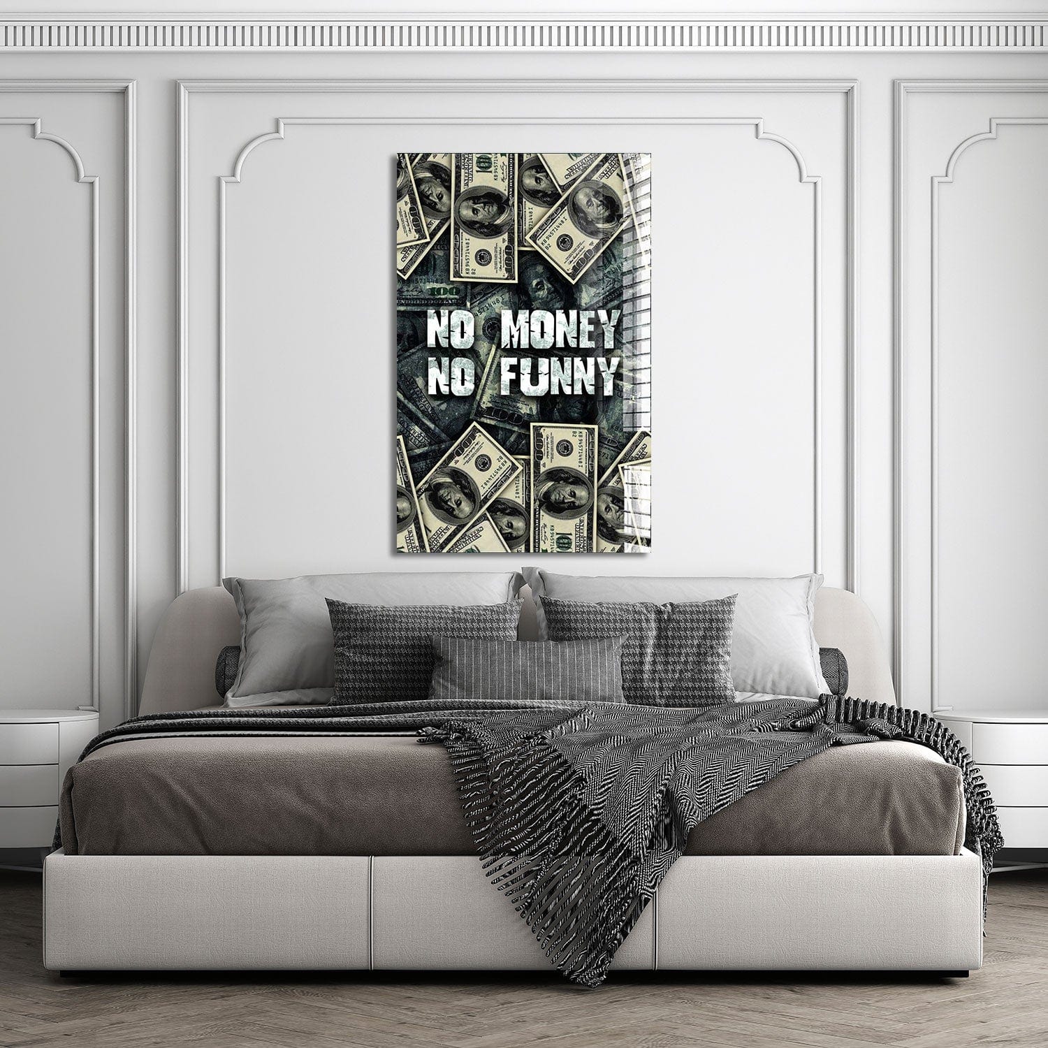 Artronauts Glass Print No Money No Funny