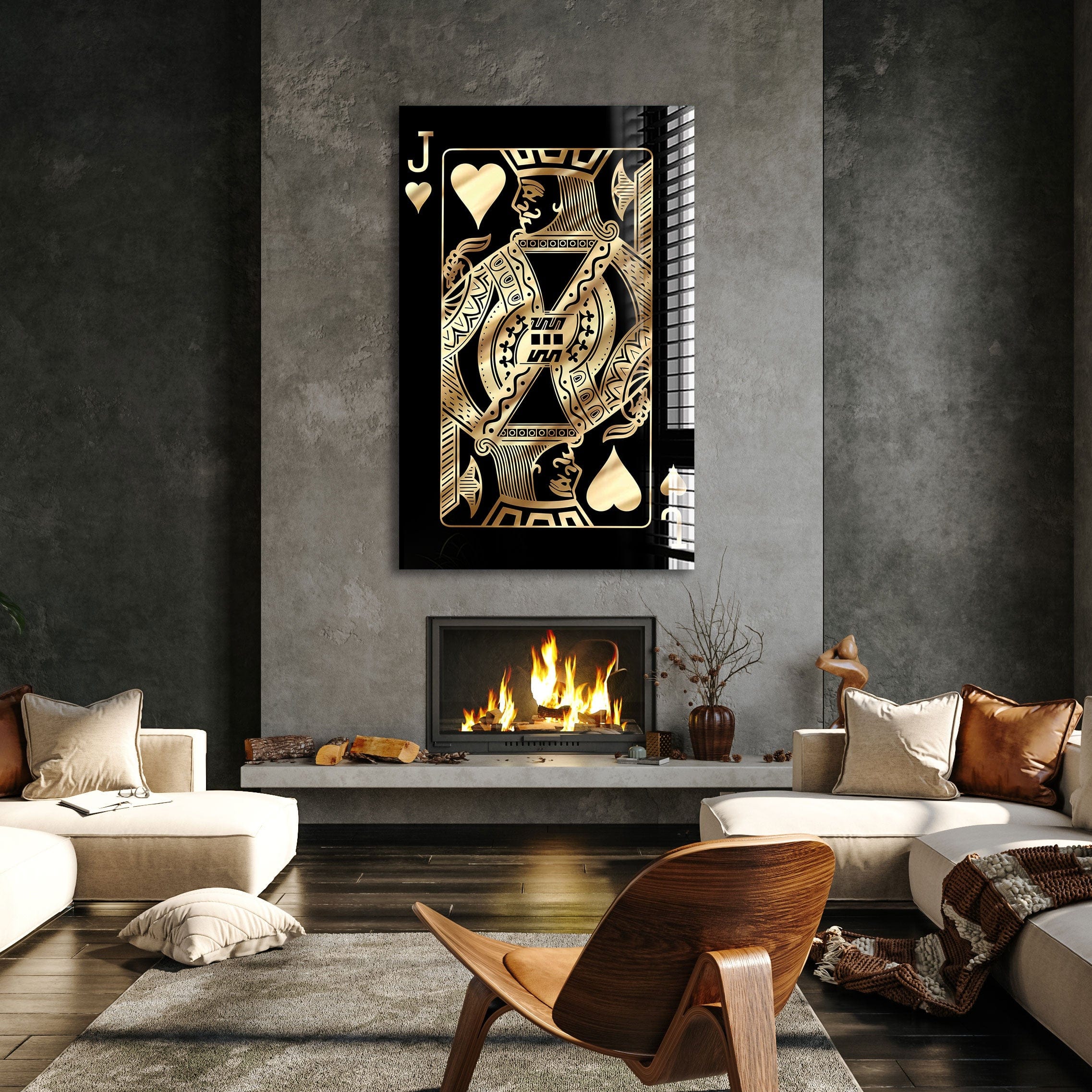 Artronauts Glass Print Golden Jack of Hearts