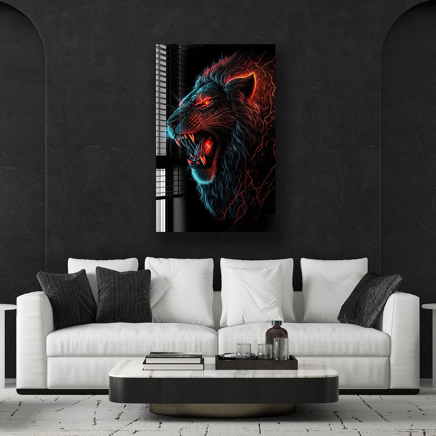 Artronauts Glass Print Lightning Lion