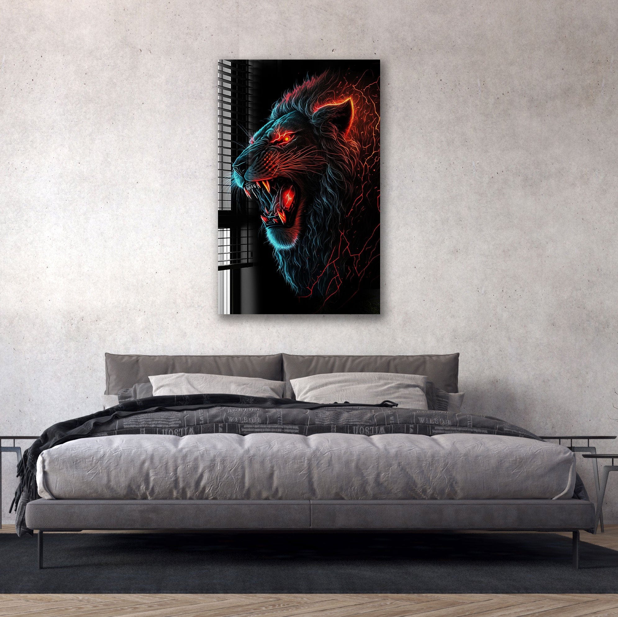 Artronauts Glass Print Lightning Lion