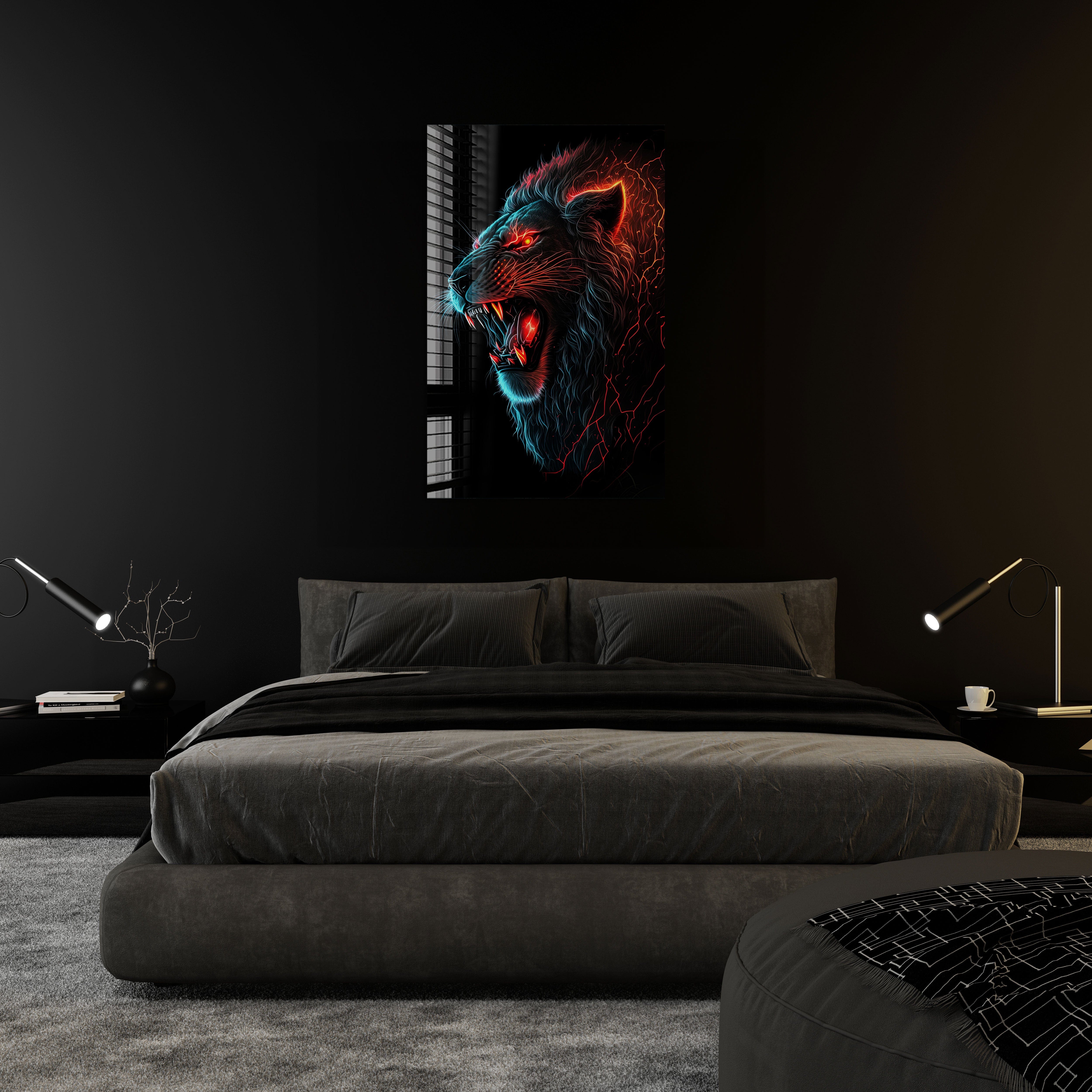 Artronauts Glass Print Lightning Lion
