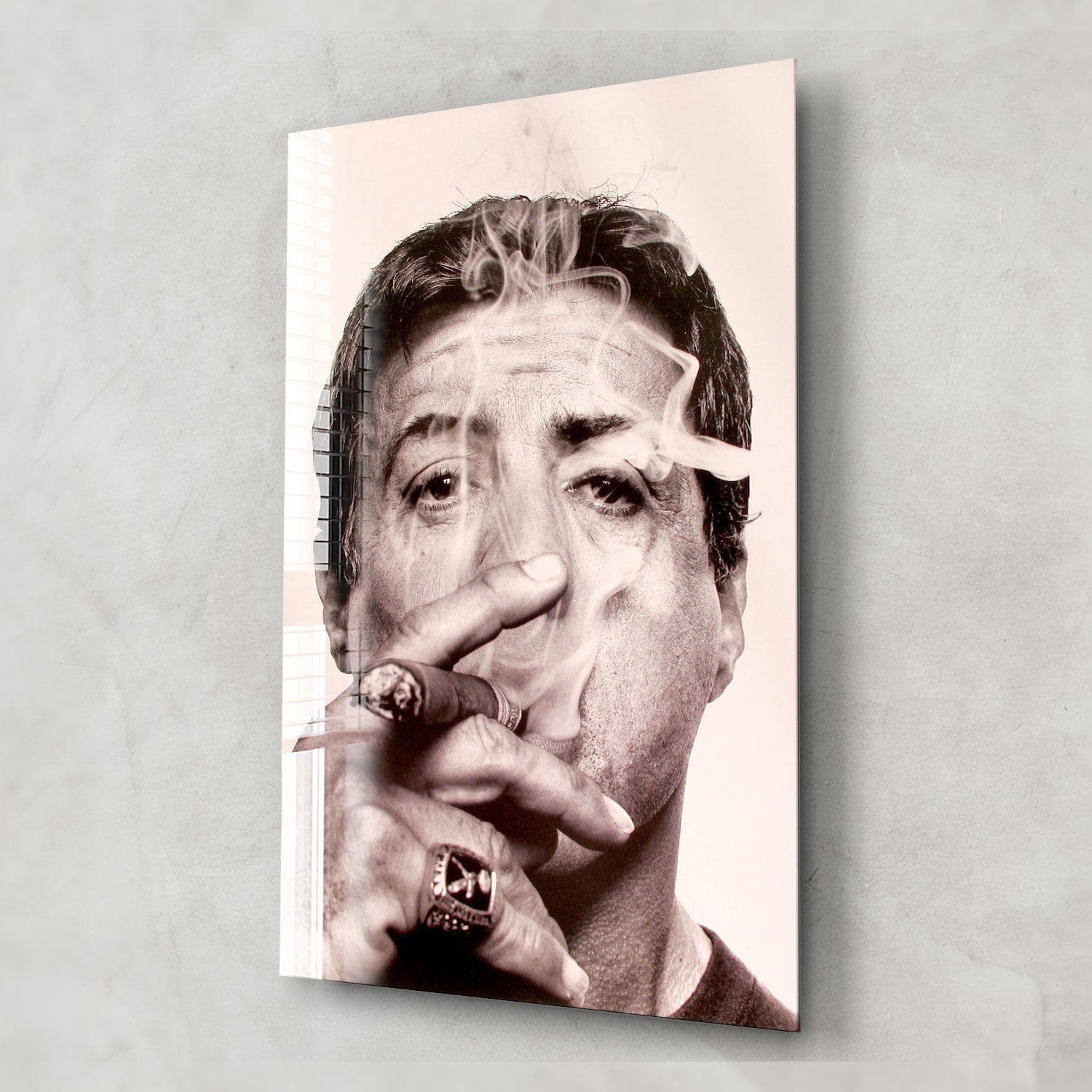 Artronauts Glass Print Sylvester Stallone Smoking Cigar