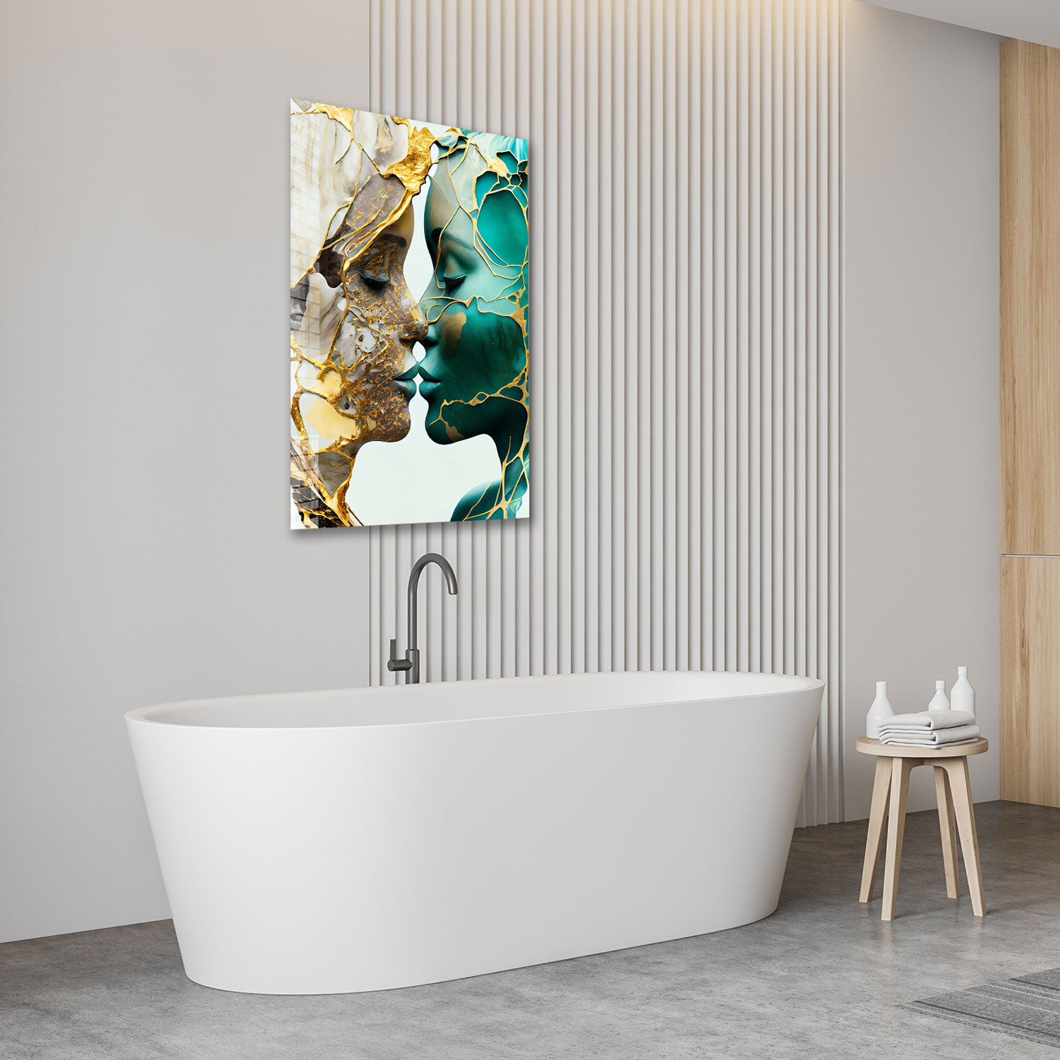 Abstract Kissers - Tempered Glass Wall Art