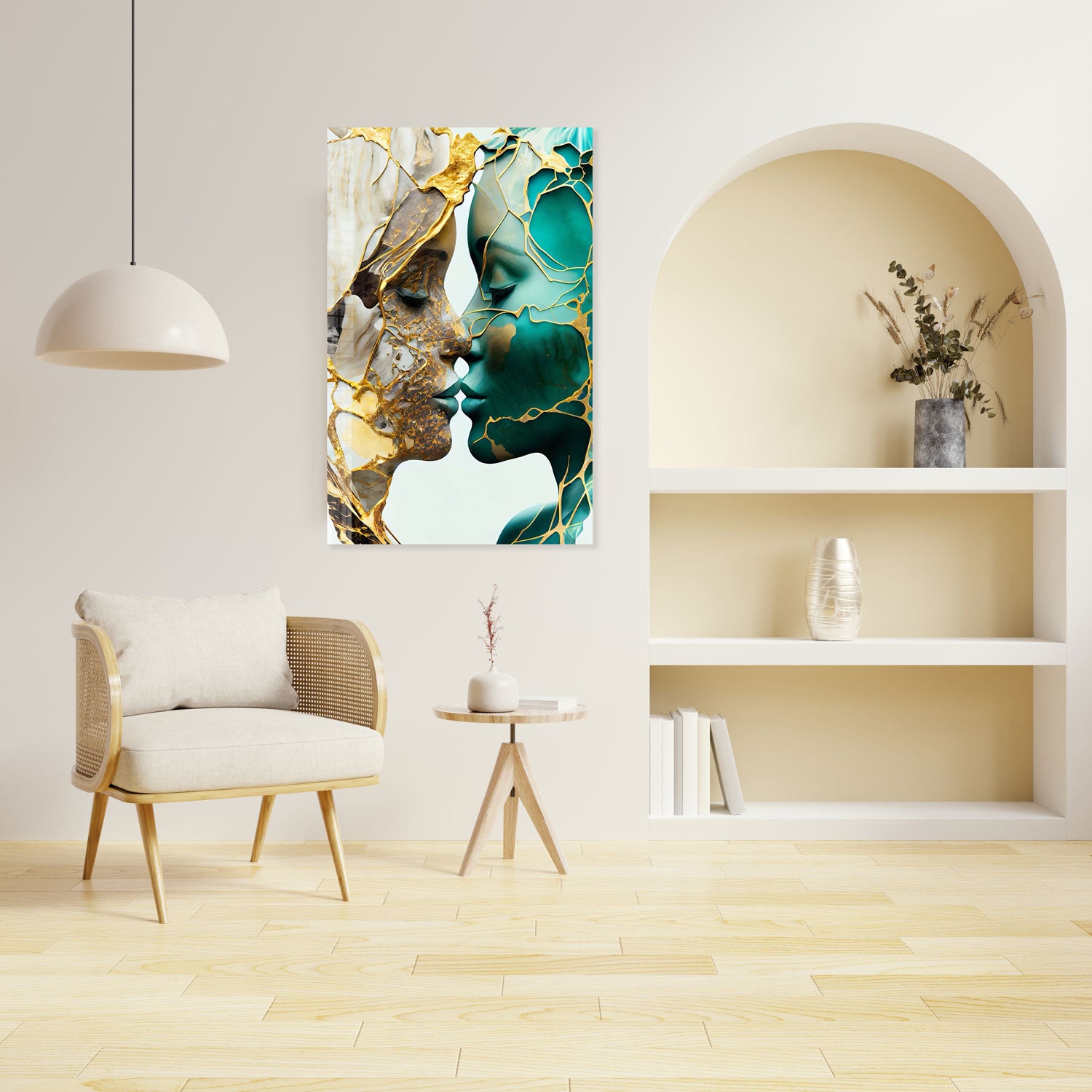 Abstract Kissers - Tempered Glass Wall Art
