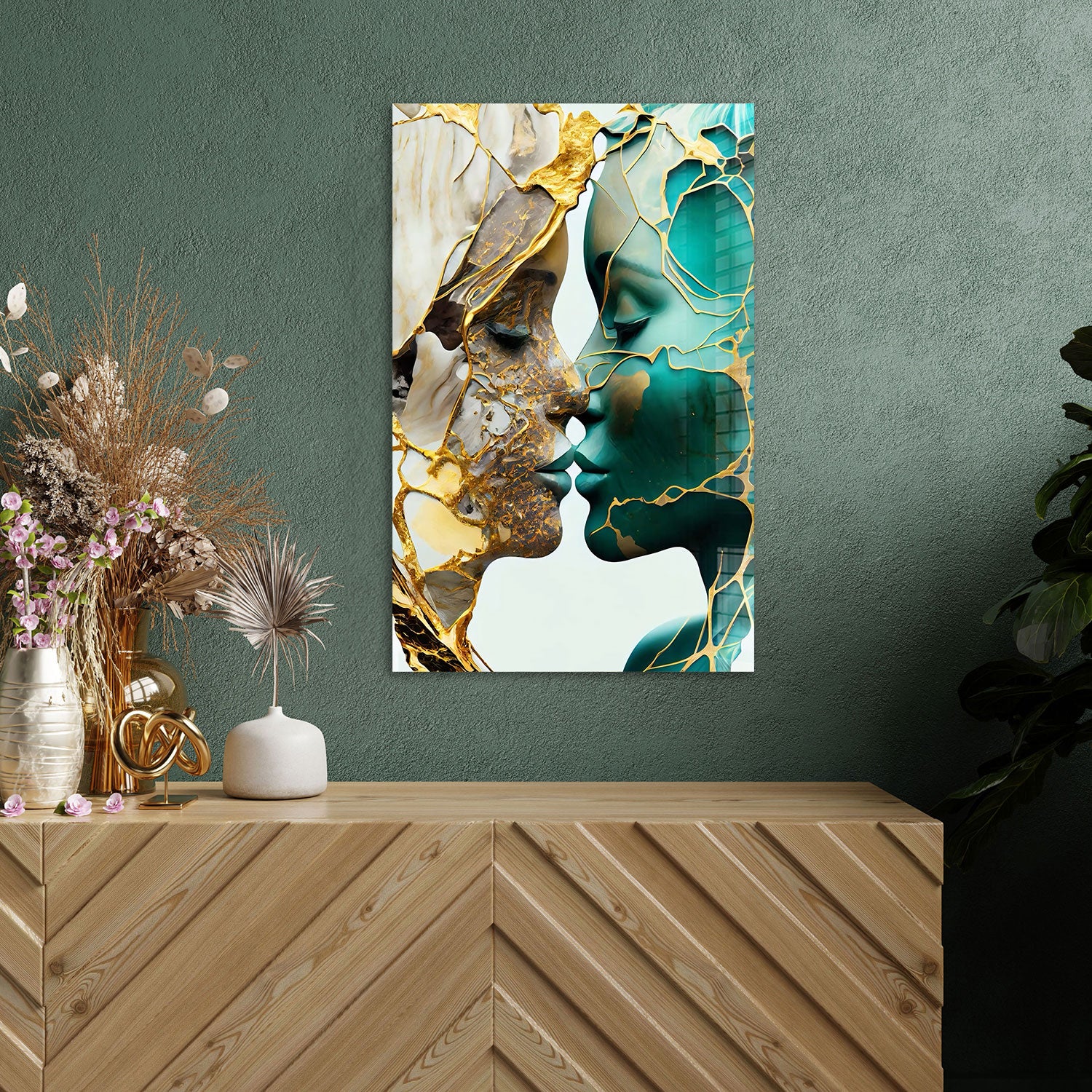 Abstract Kissers - Tempered Glass Wall Art