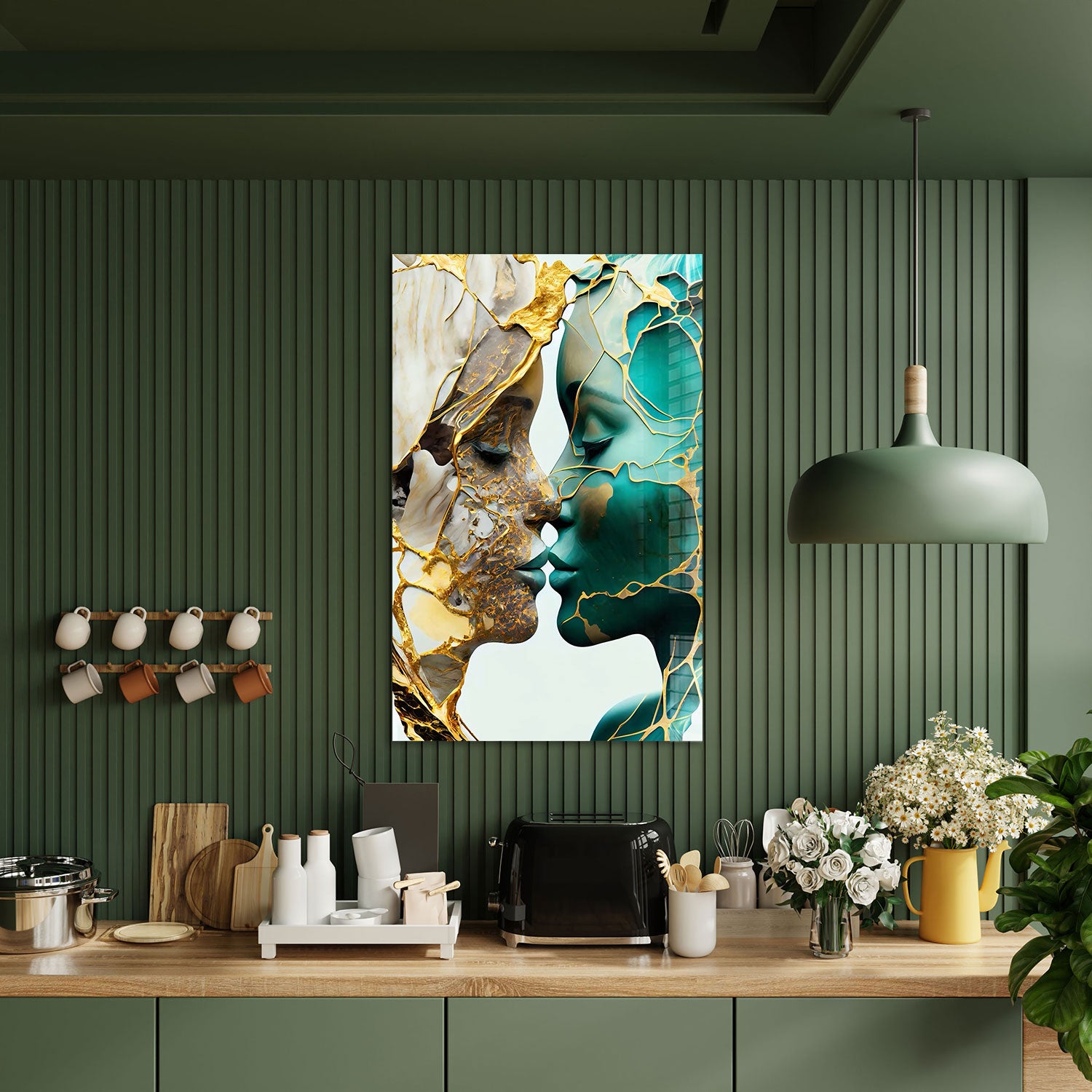 Abstract Kissers - Tempered Glass Wall Art