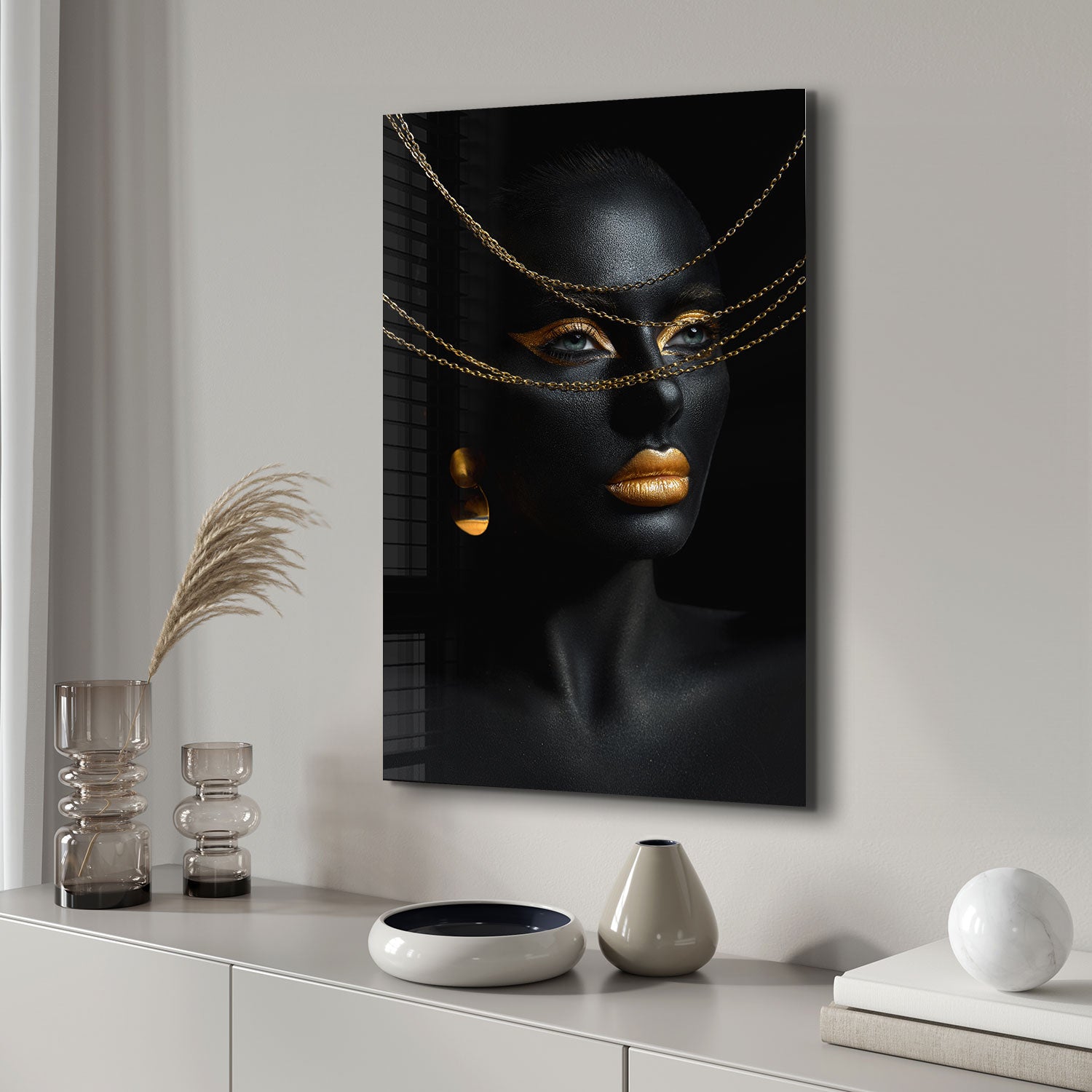 Golden Woman - Tempered Glass Wall Art