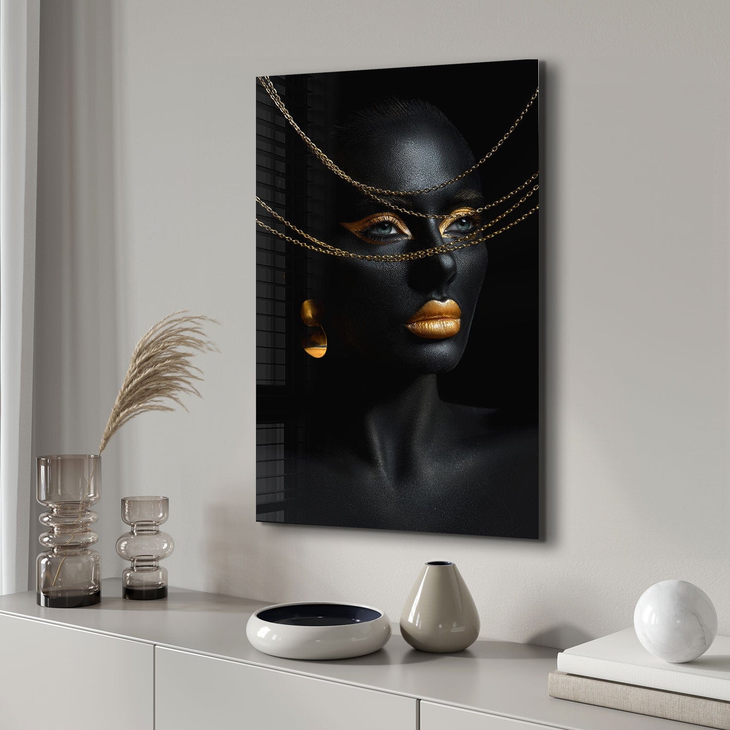 Artronauts Glass Print Golden Woman - Tempered Glass Wall Art