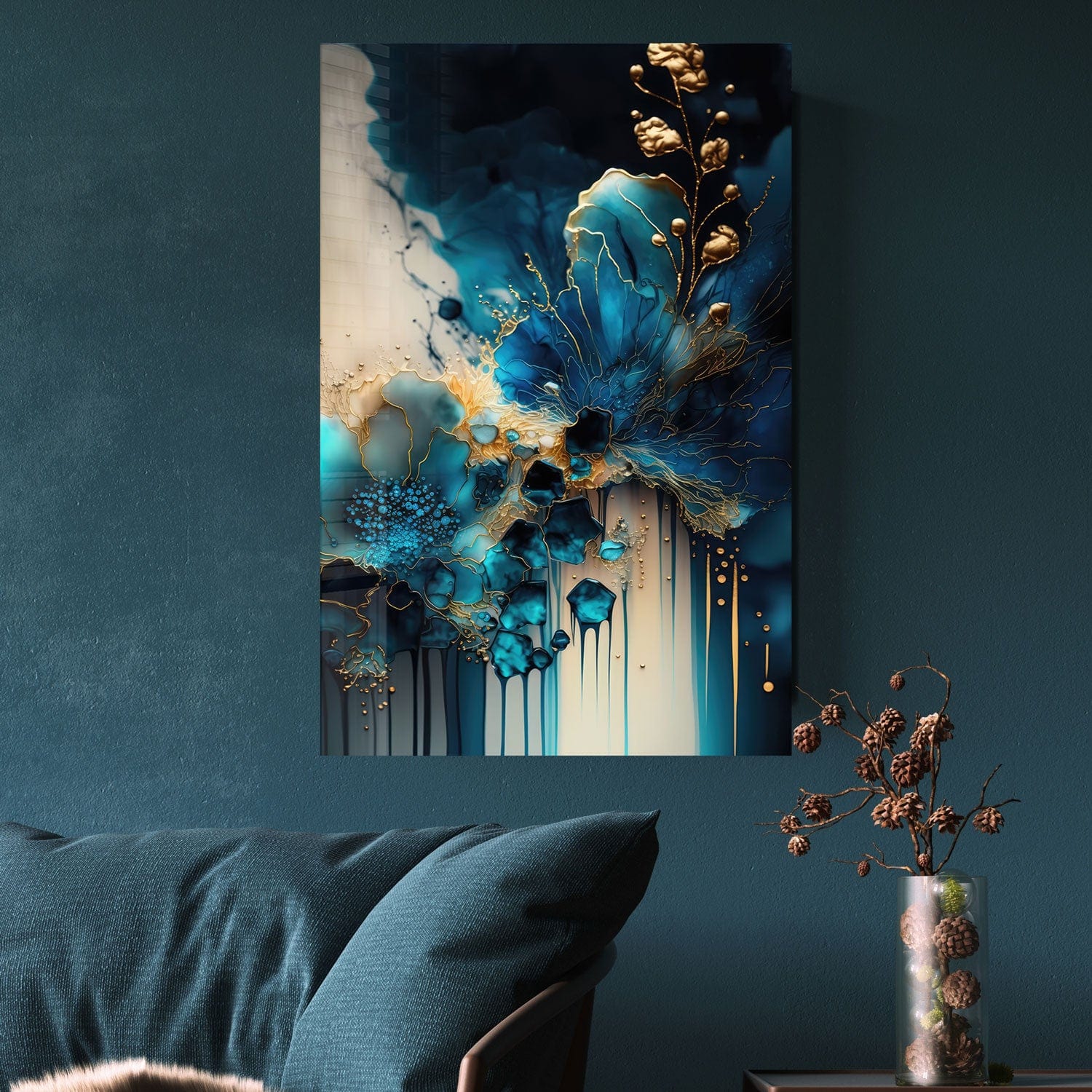 Artronauts Glass Print Abstract Blueish - Tempered Glass Wall Art