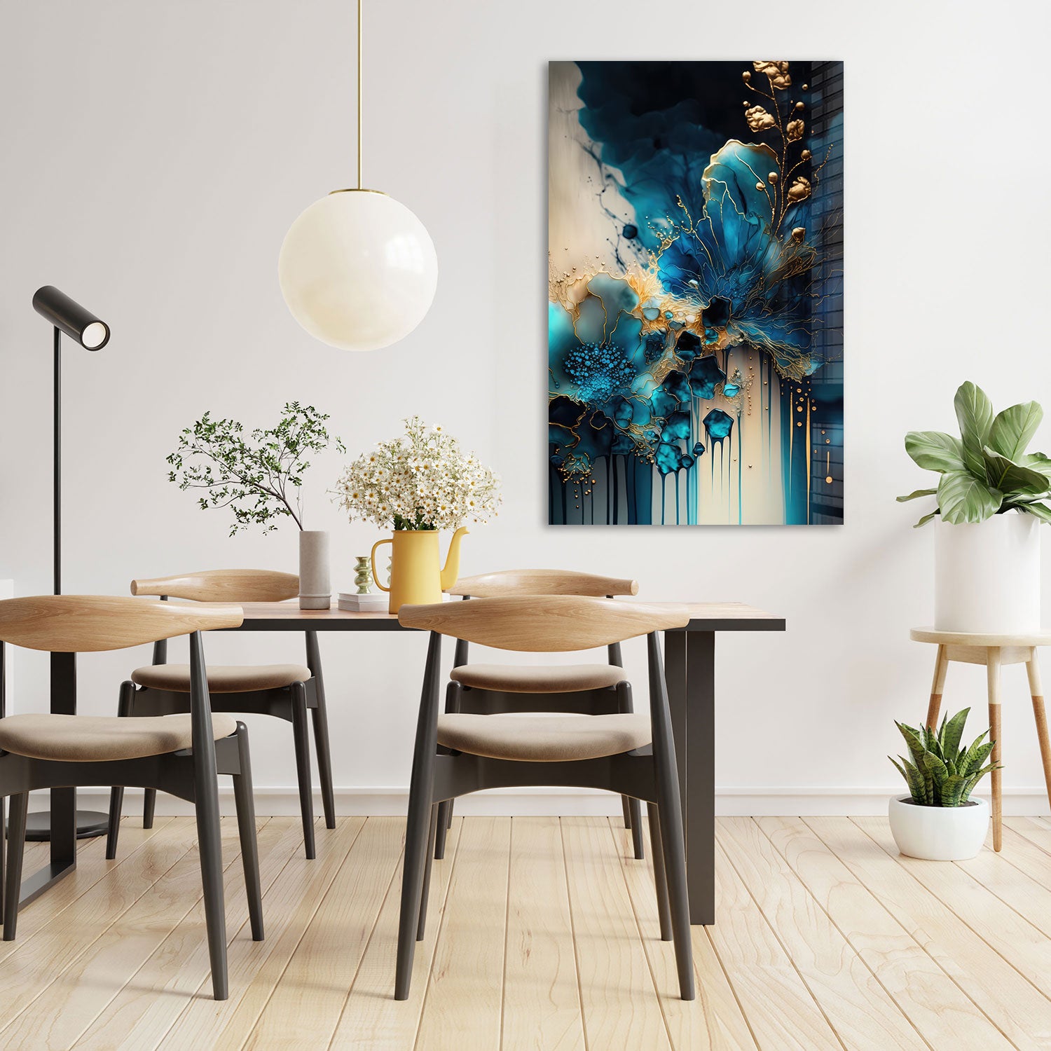 Abstract Blueish - Tempered Glass Wall Art
