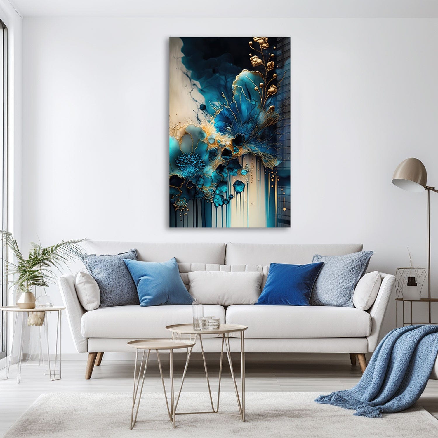 Artronauts Glass Print Abstract Blueish - Tempered Glass Wall Art