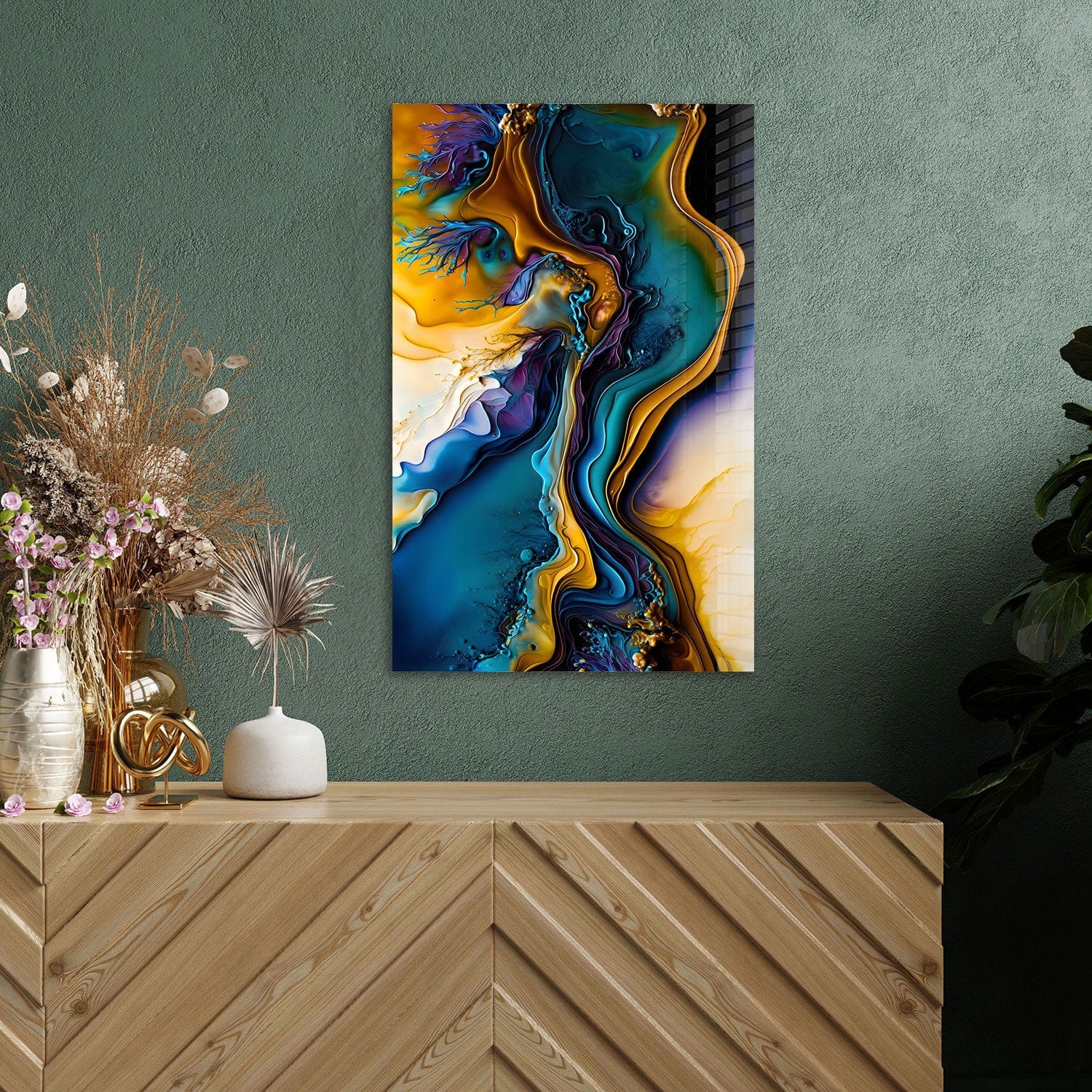 Artronauts Glass Print Abstract Veins - Tempered Glass Wall Art