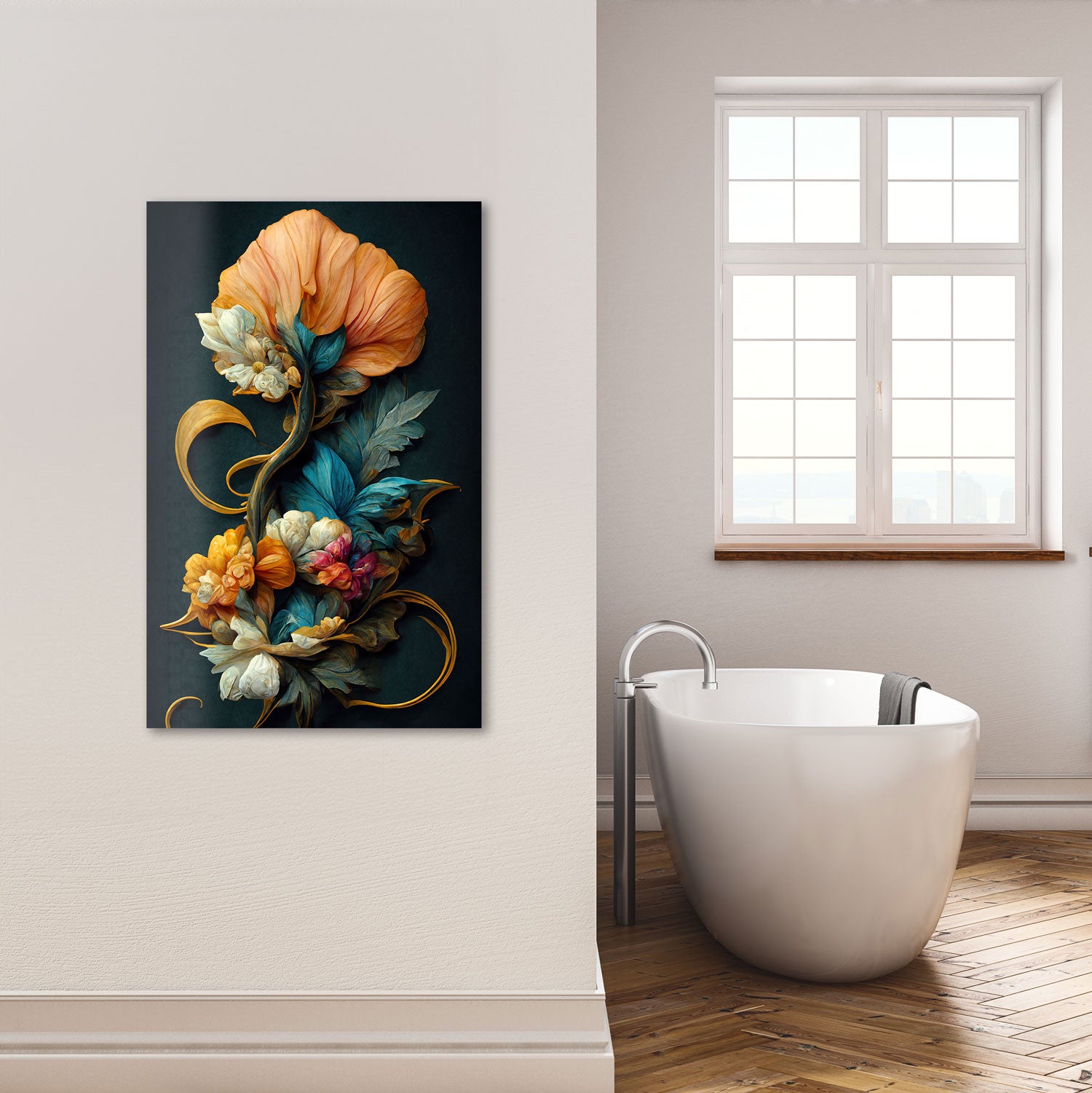 Vintage Flowers - Tempered Glass Wall Art