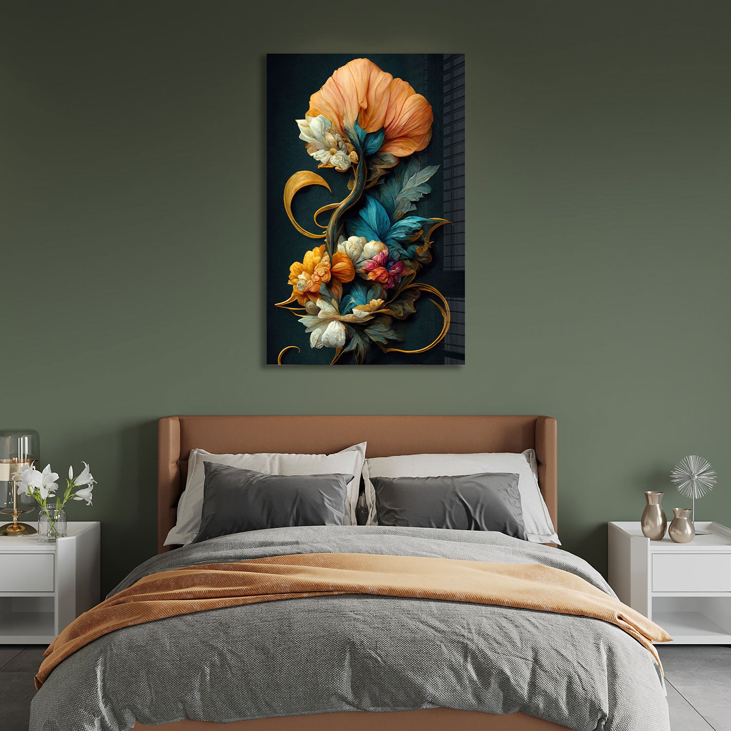 Vintage Flowers - Tempered Glass Wall Art