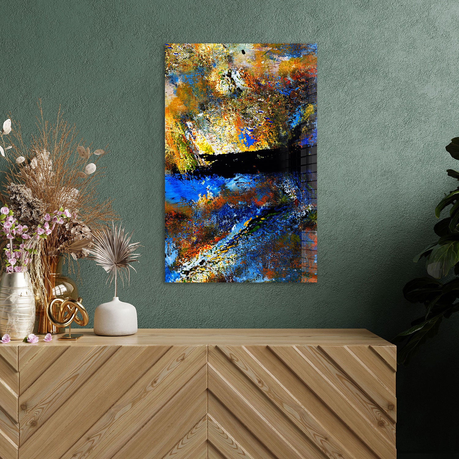 Abstract Closed Eye - Tempered Glass Wall Art