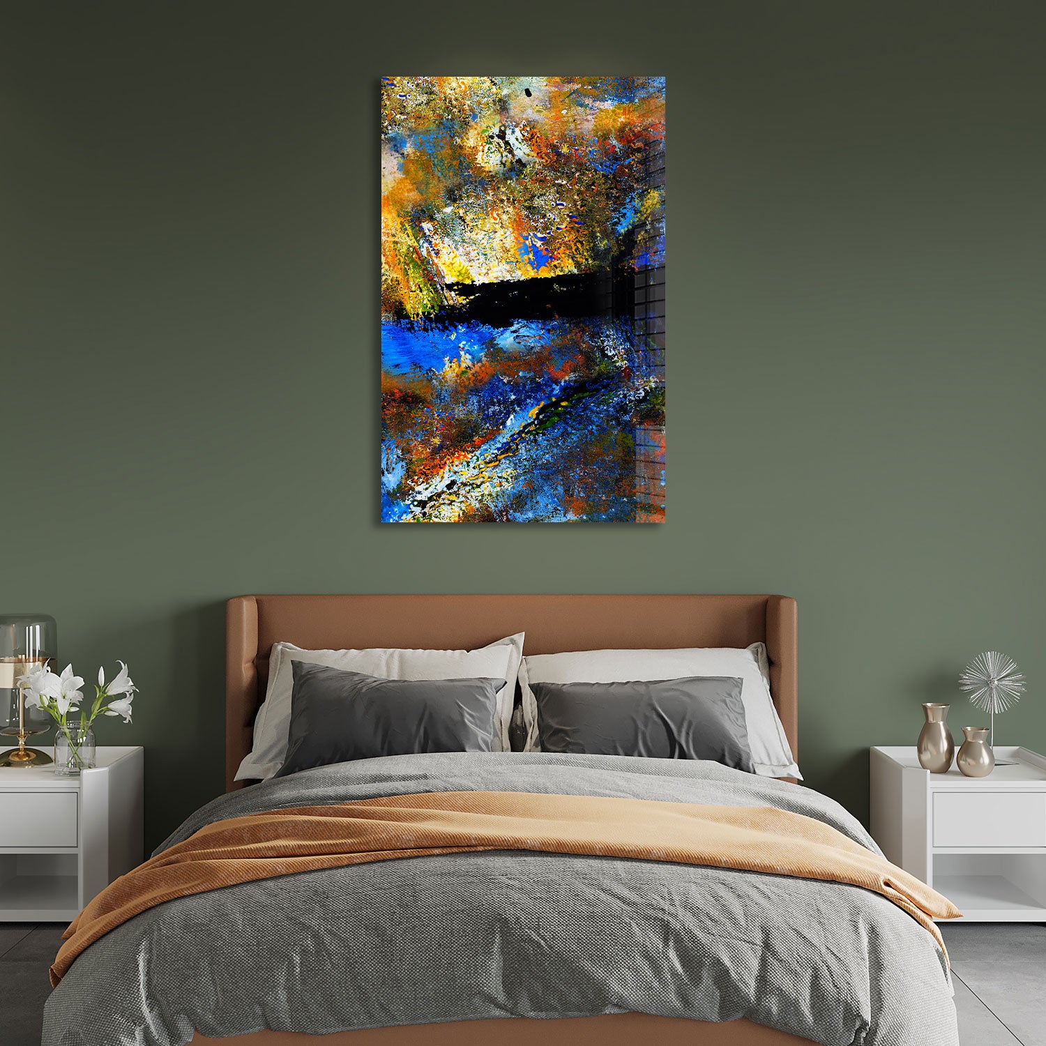 Abstract Closed Eye - Tempered Glass Wall Art