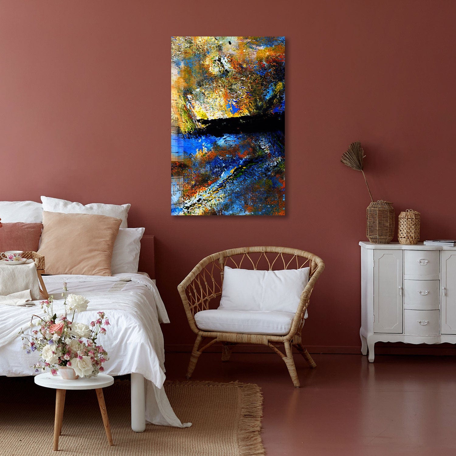 Artronauts Glass Print Abstract Closed Eye - Tempered Glass Wall Art