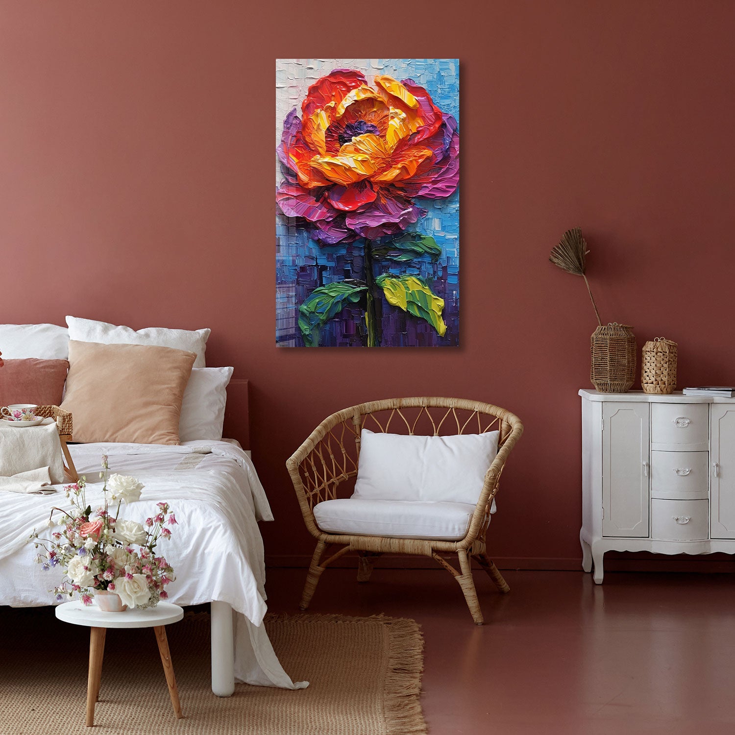 Paint Effect Flower - Tempered Glass Wall Art