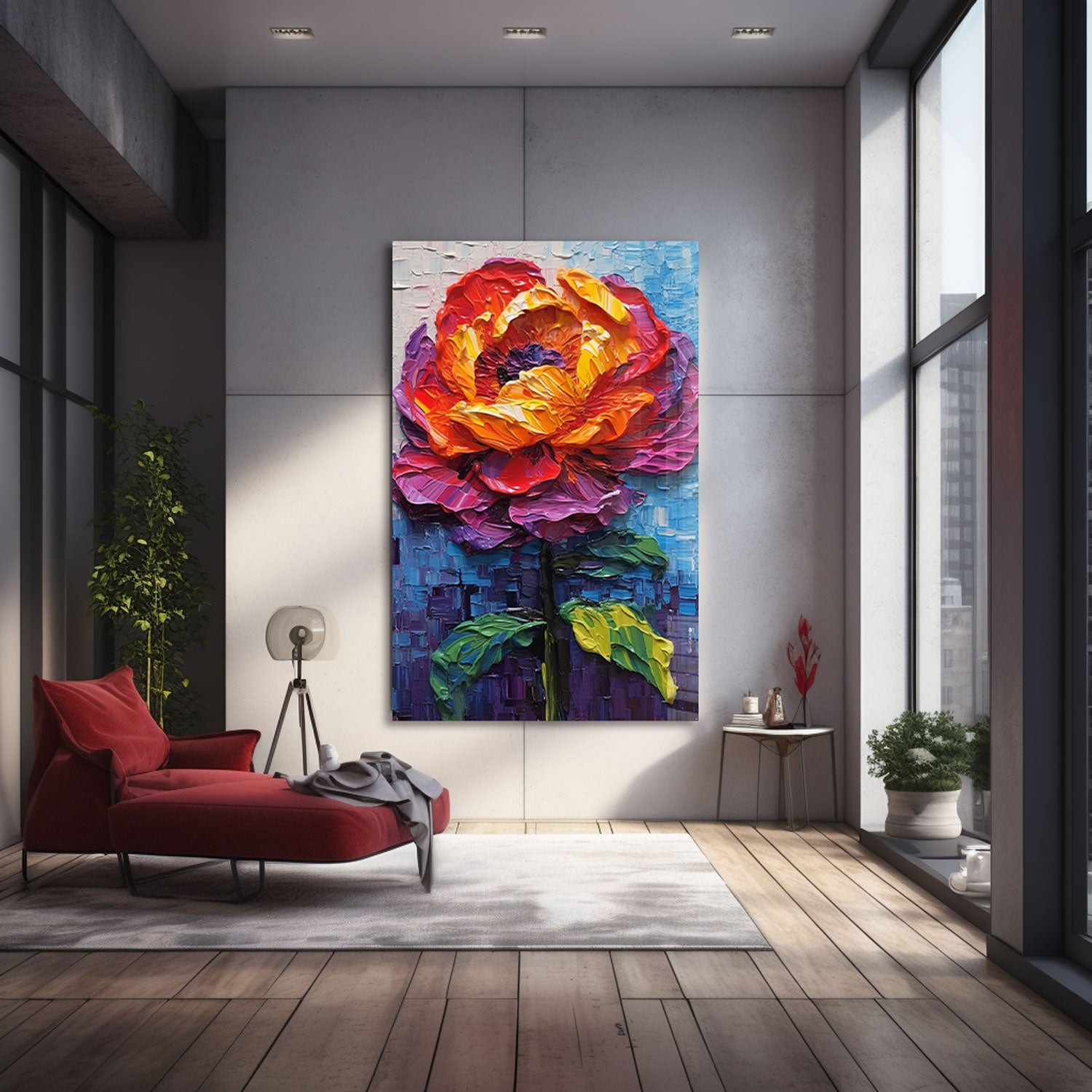 Paint Effect Flower - Tempered Glass Wall Art