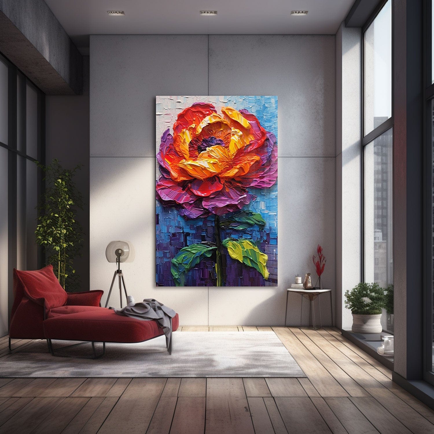 Artronauts Glass Print Paint Effect Flower - Tempered Glass Wall Art