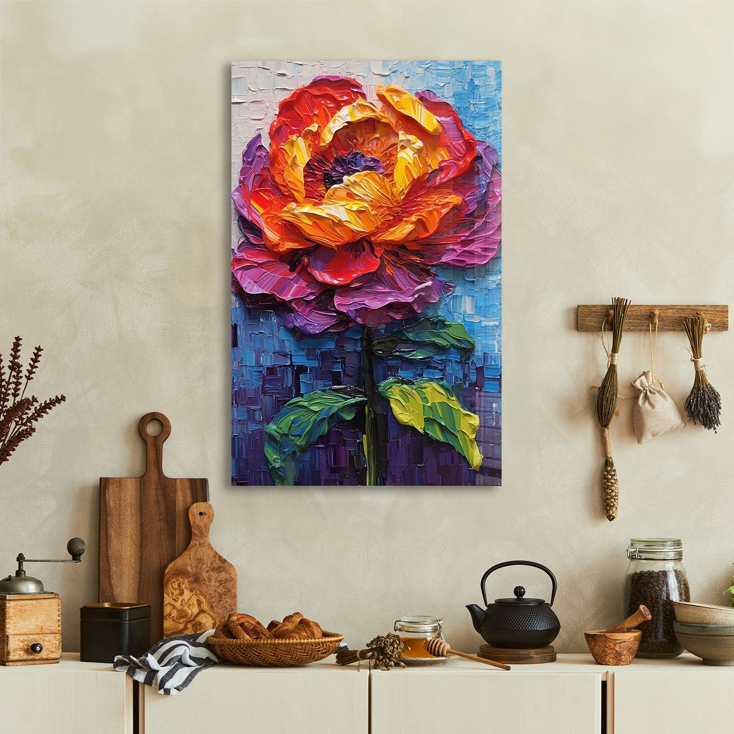 Paint Effect Flower - Tempered Glass Wall Art