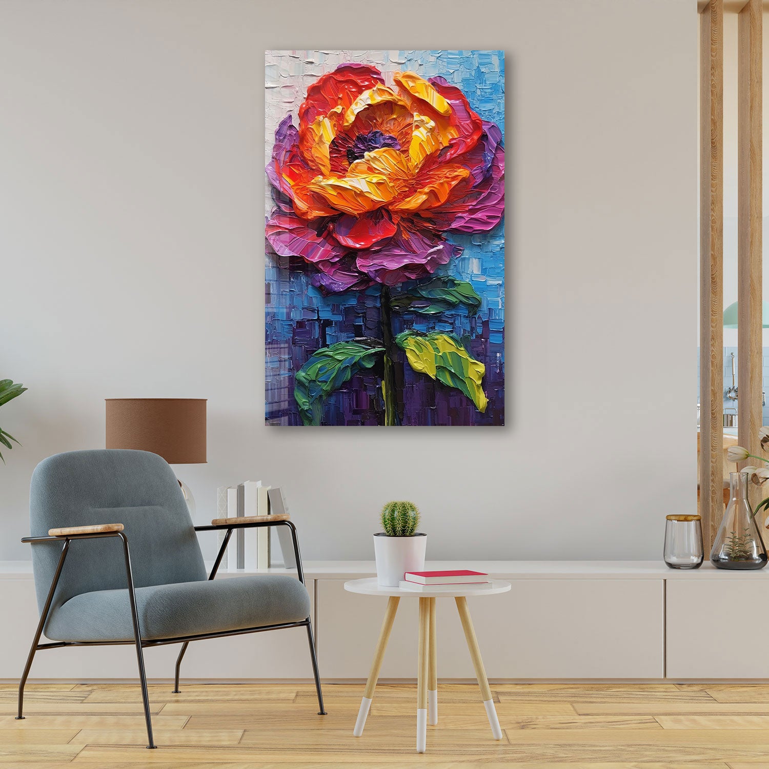 Paint Effect Flower - Tempered Glass Wall Art