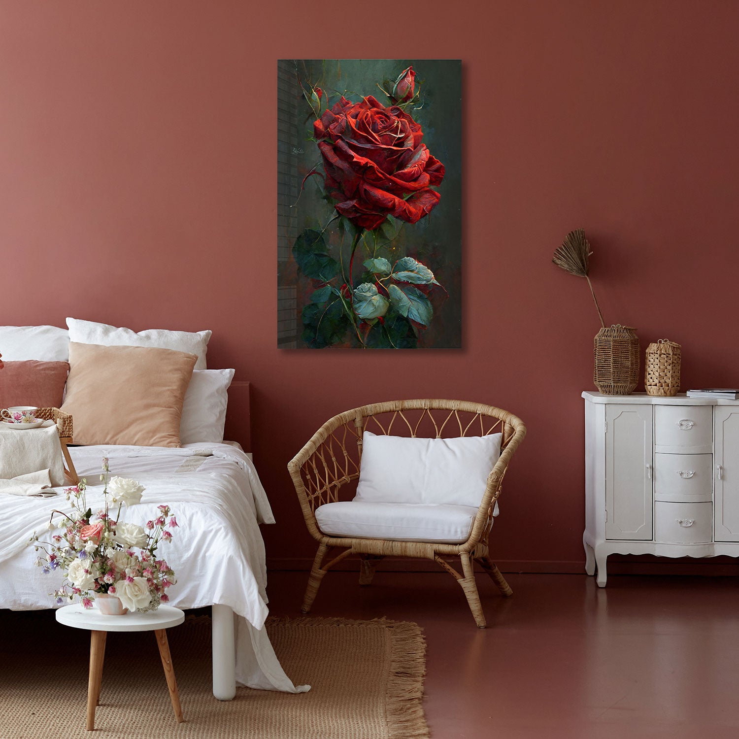 Vintage Rose - Tempered Glass Wall Art