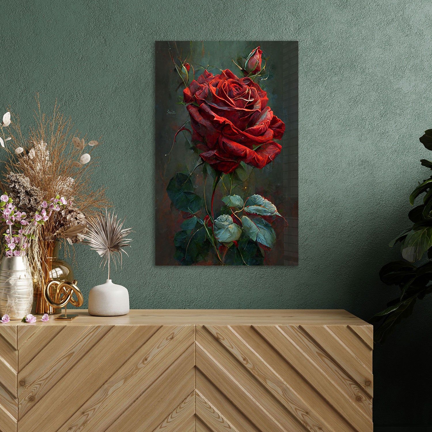 Vintage Rose - Tempered Glass Wall Art