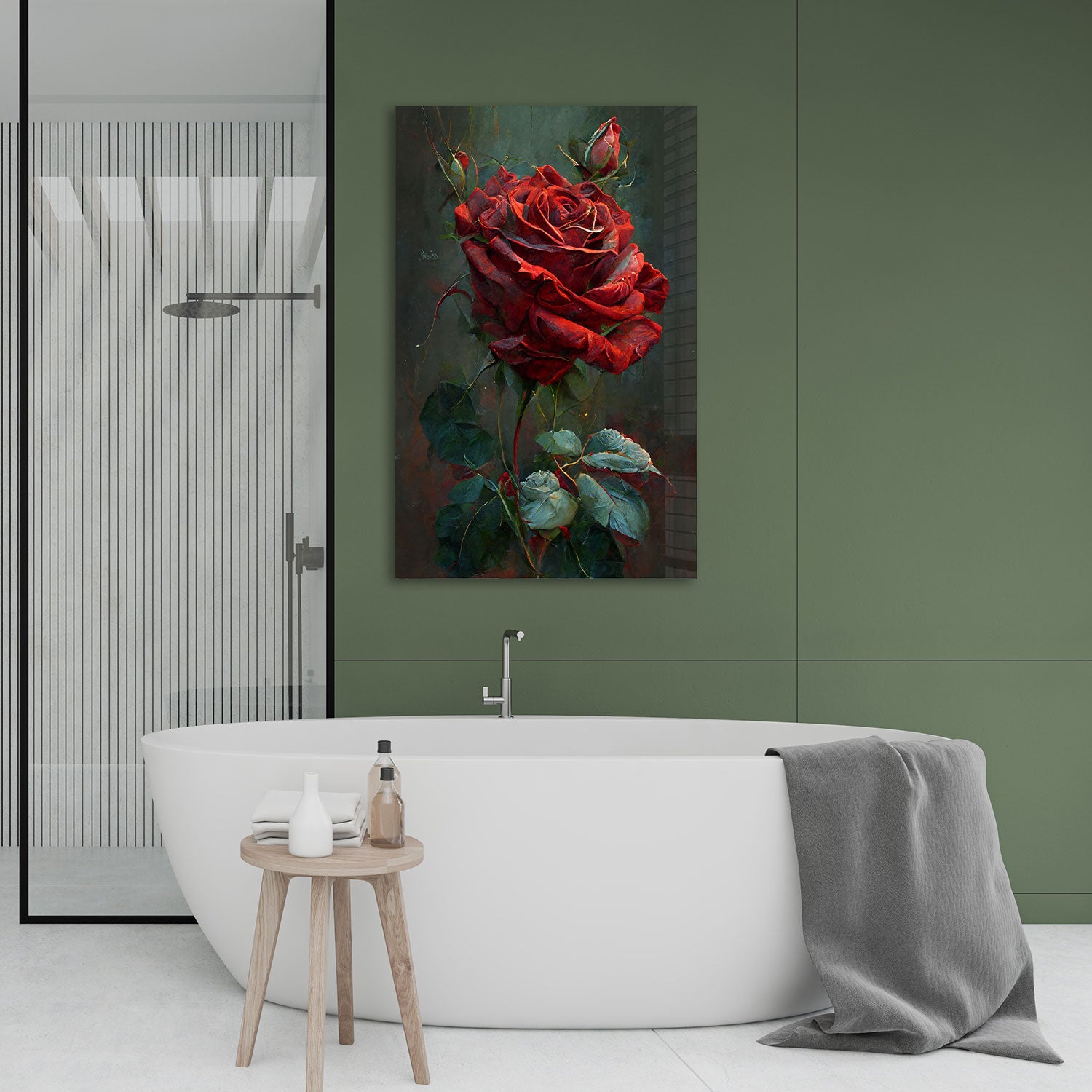 Vintage Rose - Tempered Glass Wall Art