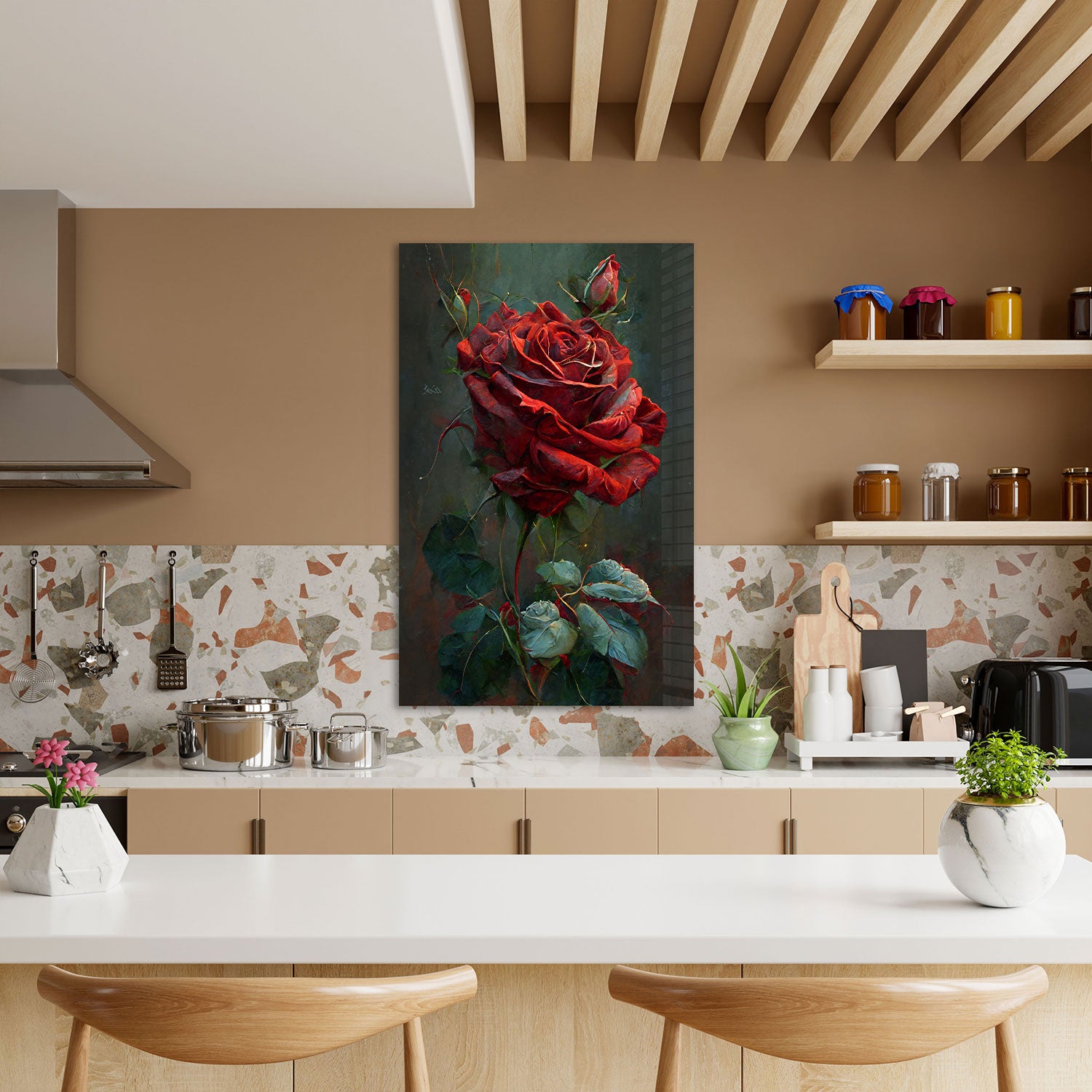 Vintage Rose - Tempered Glass Wall Art