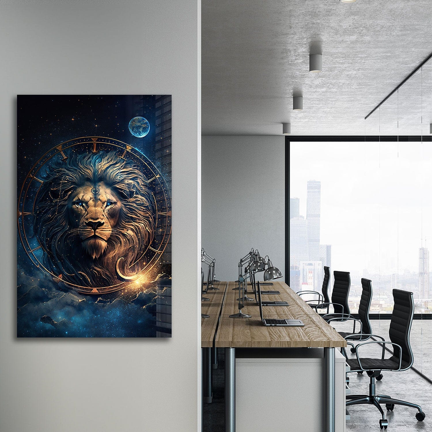 Astrologer Lion - Tempered Glass Wall Art