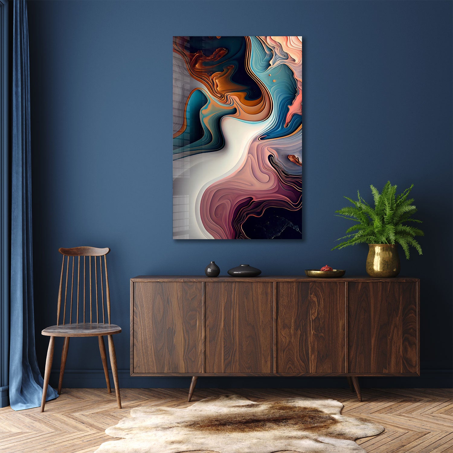 Abstract Pastel Waves - Tempered Glass Wall Art