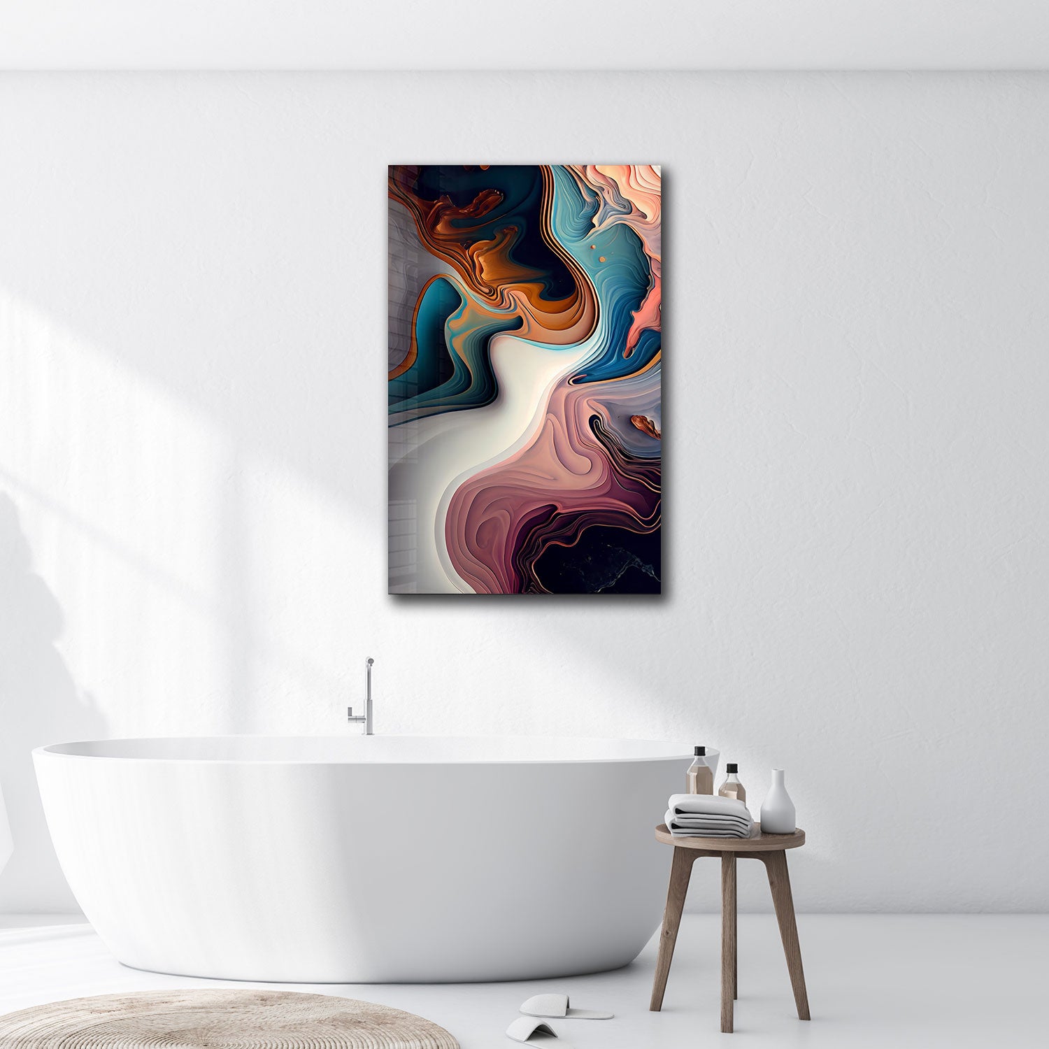 Abstract Pastel Waves - Tempered Glass Wall Art