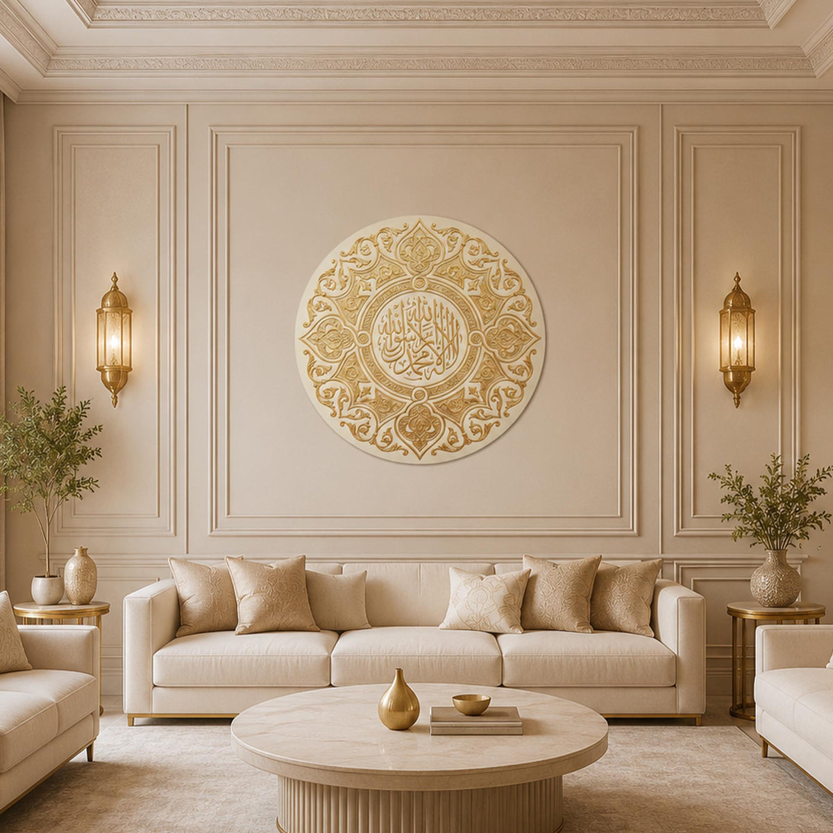 Shahada Gold Relief Medallion lifestyle view