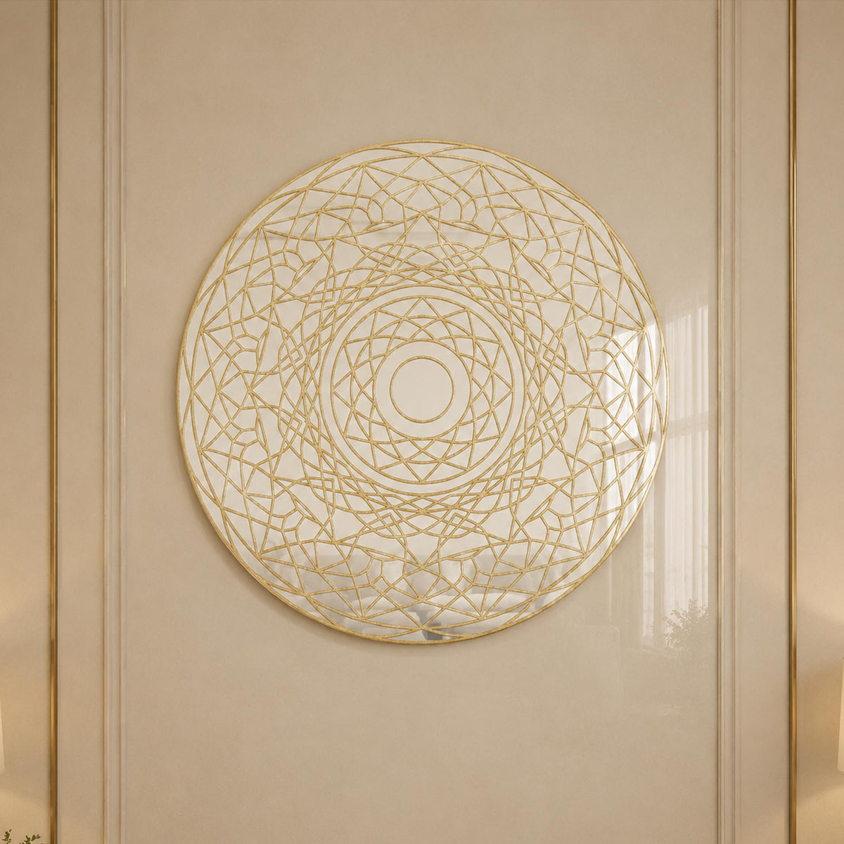 Golden Radial Mandala Line Art lifestyle view