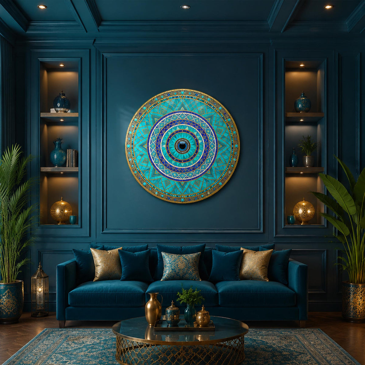 Turquoise Guardian Eye in a modern room